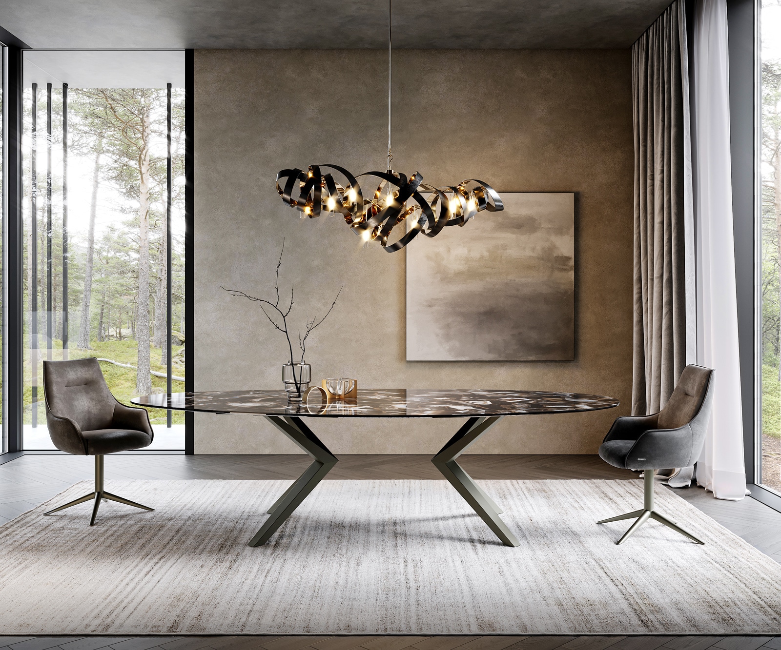 Основа за маса Zenthara ъглов метален ефект с покритие титан (комплект от 2) 2 Основа за маса Zenthara ъглов метален ефект с покритие титан (комплект от 2) 2