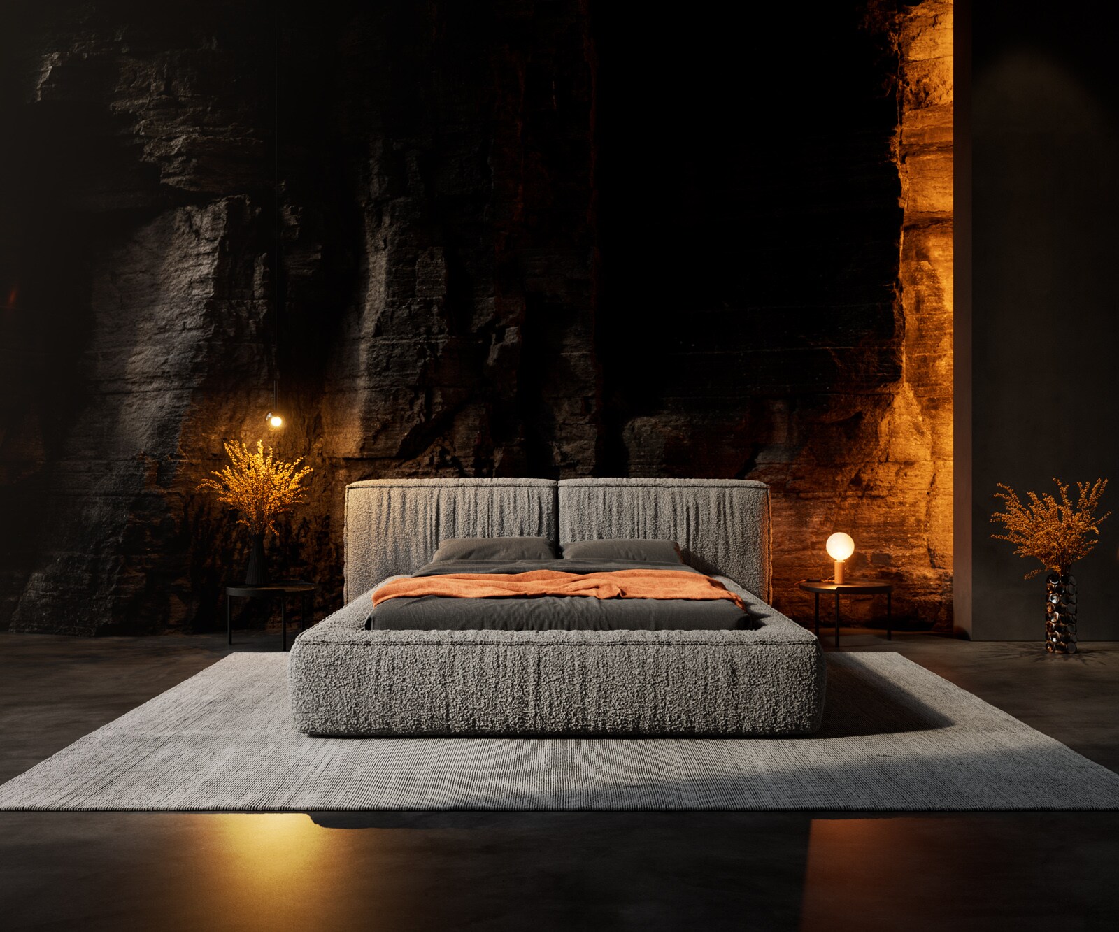 Тапицирано легло Coperti 140x200 cm Bouclé сребристо сиво 1