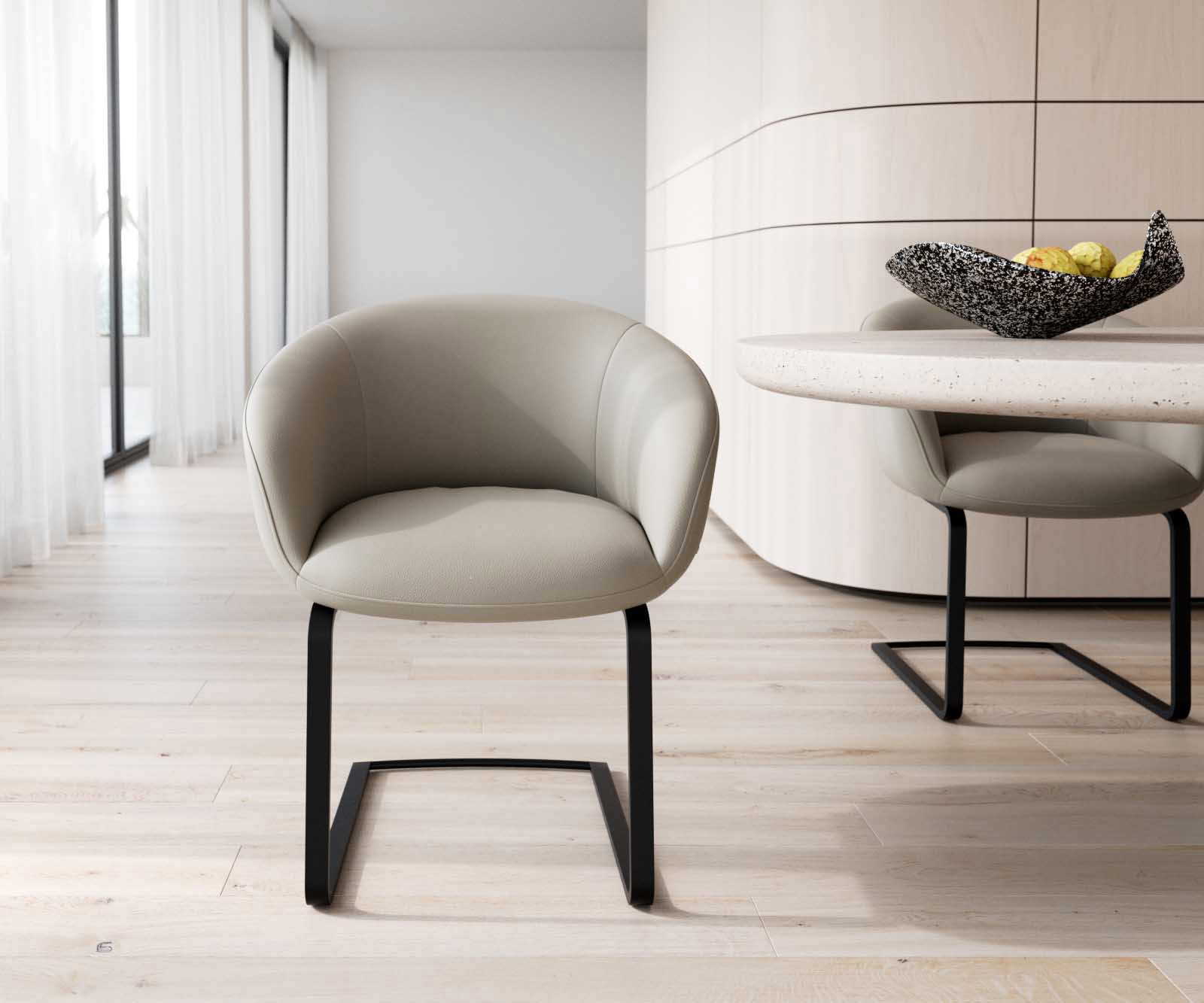 Люлеещ стол с подлакътници Естествена кожа Сиво-Кафяв Конзолен крак плосък Черен Покет пружина Vinka-Flex 1 Люлеещ стол с подлакътници Естествена кожа Сиво-Кафяв Конзолен крак плосък Черен Покет пружина Vinka-Flex 1