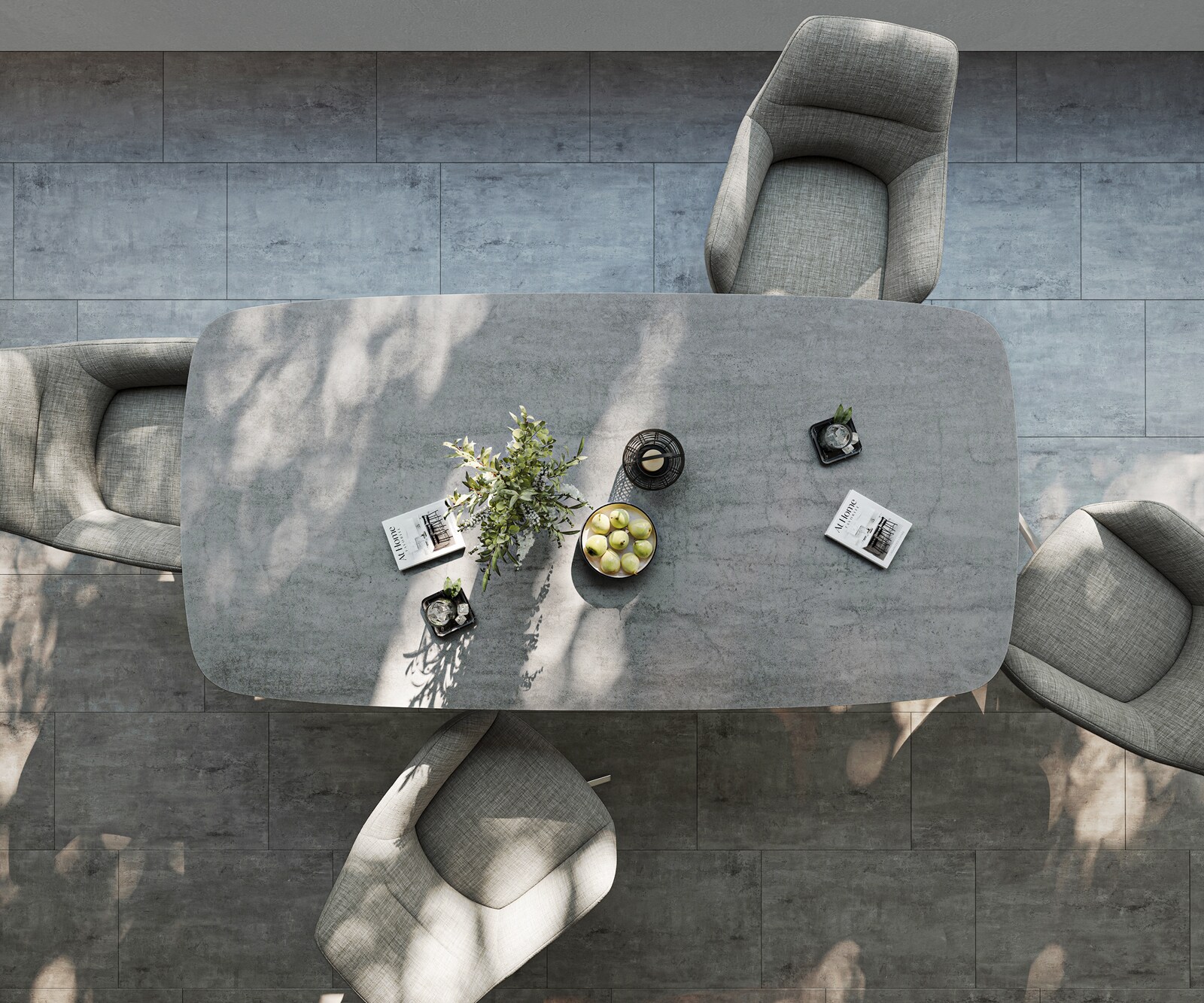 Маса Edge Boot 200x100 см, керамичен бетон, сив, подходяща за външна употреба, кръстосана рамка, правоъгълна, неръждаема стомана 6