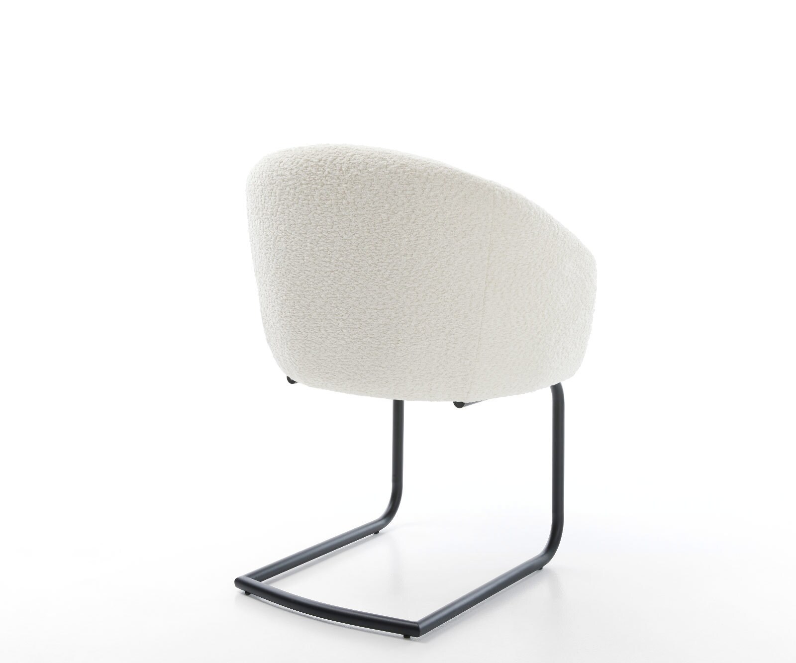 Люлеещ стол с подлакътници Букле Бял Конзолен крак кръгъл Черен Покет пружина Caja-Flex 5