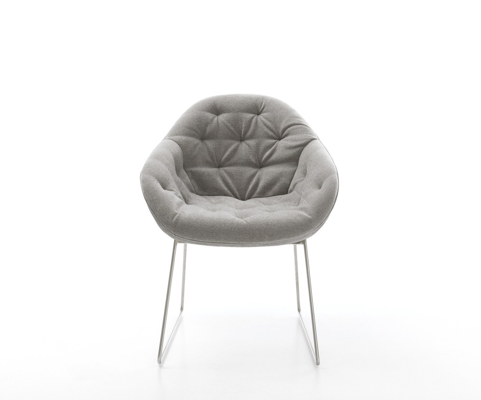 Трапезен стол Gaio-Flex текстурирана тъкан меко сиво основа от неръждаема стомана 2