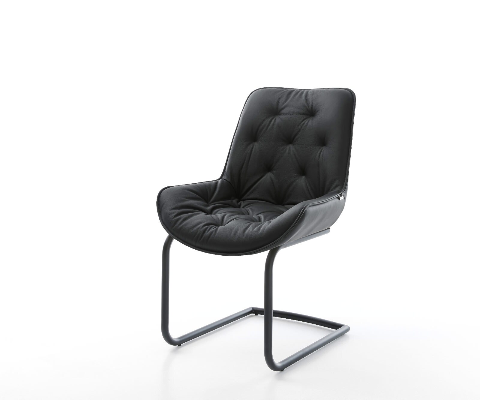 Люлеещ стол Естествена кожа Черен Конзолен крак кръгъл Черен Taimi-Flex 1