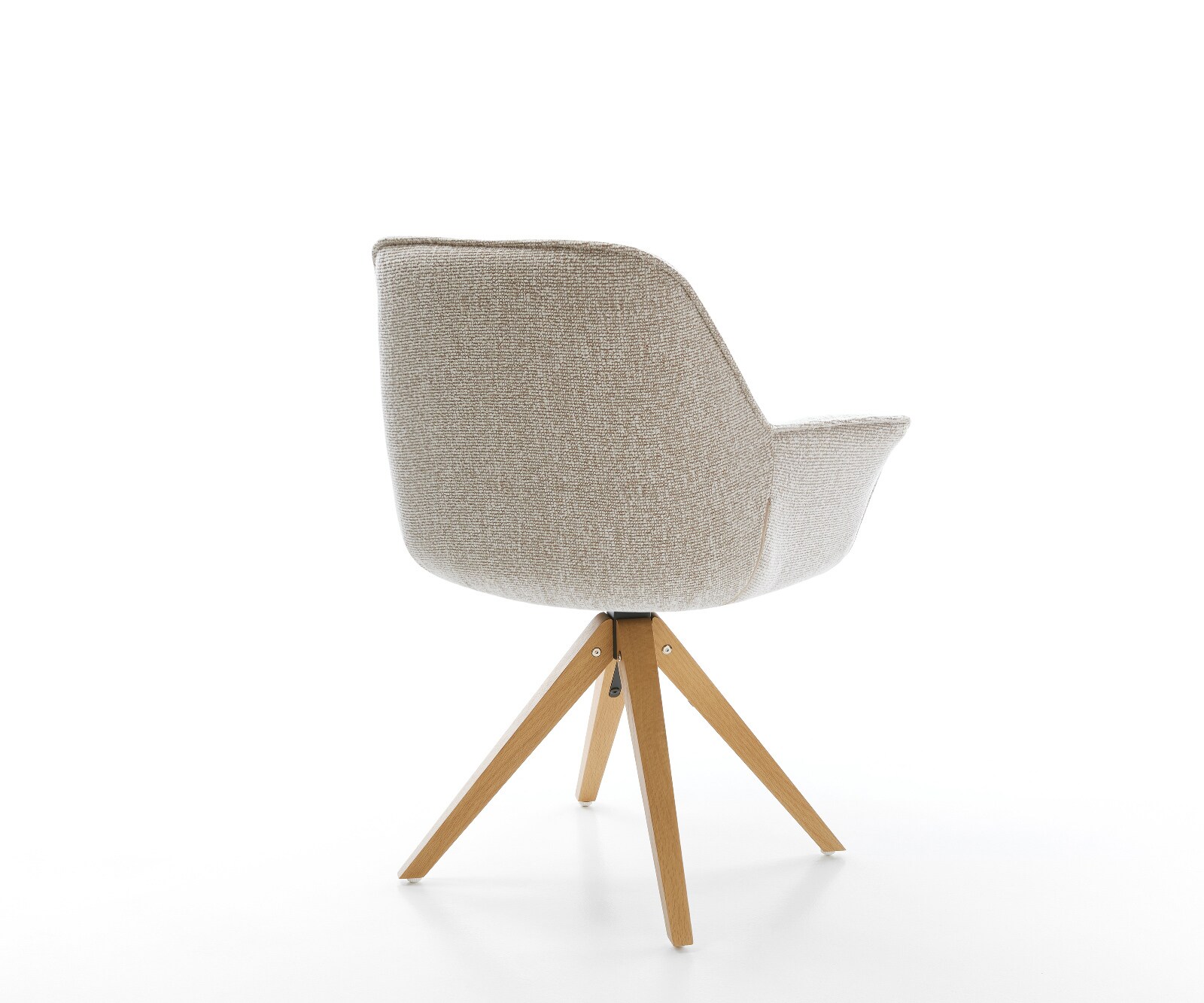 Въртящ се стол Keila-Flex с подлакътници от тъкан мек бежов дървена рамка ъглов естествен 180° въртене 5