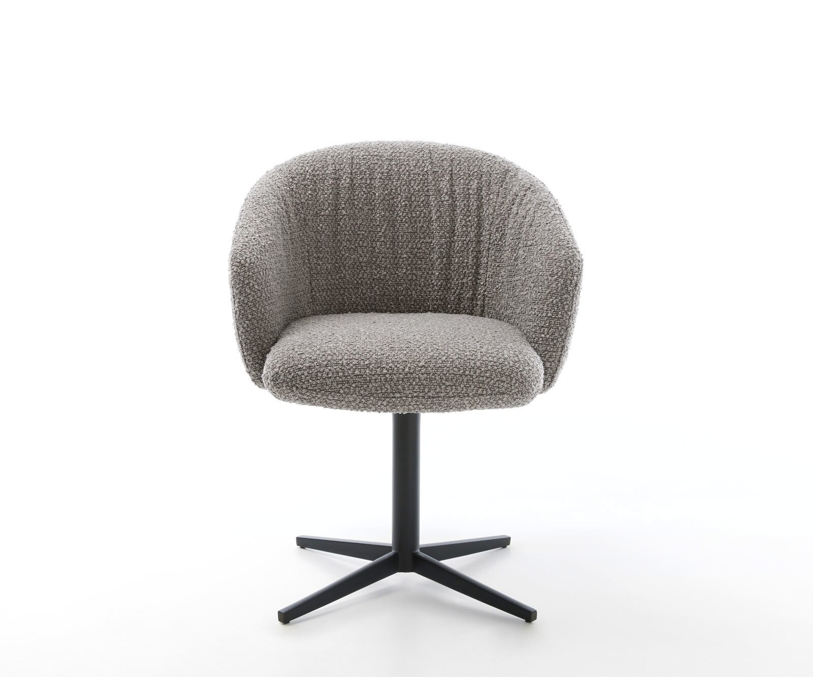 Врътящ се стол с подлакътници Букле СребристСив Офис основа Черен 360° въртящ се Покет пружина Caja-Flex 2