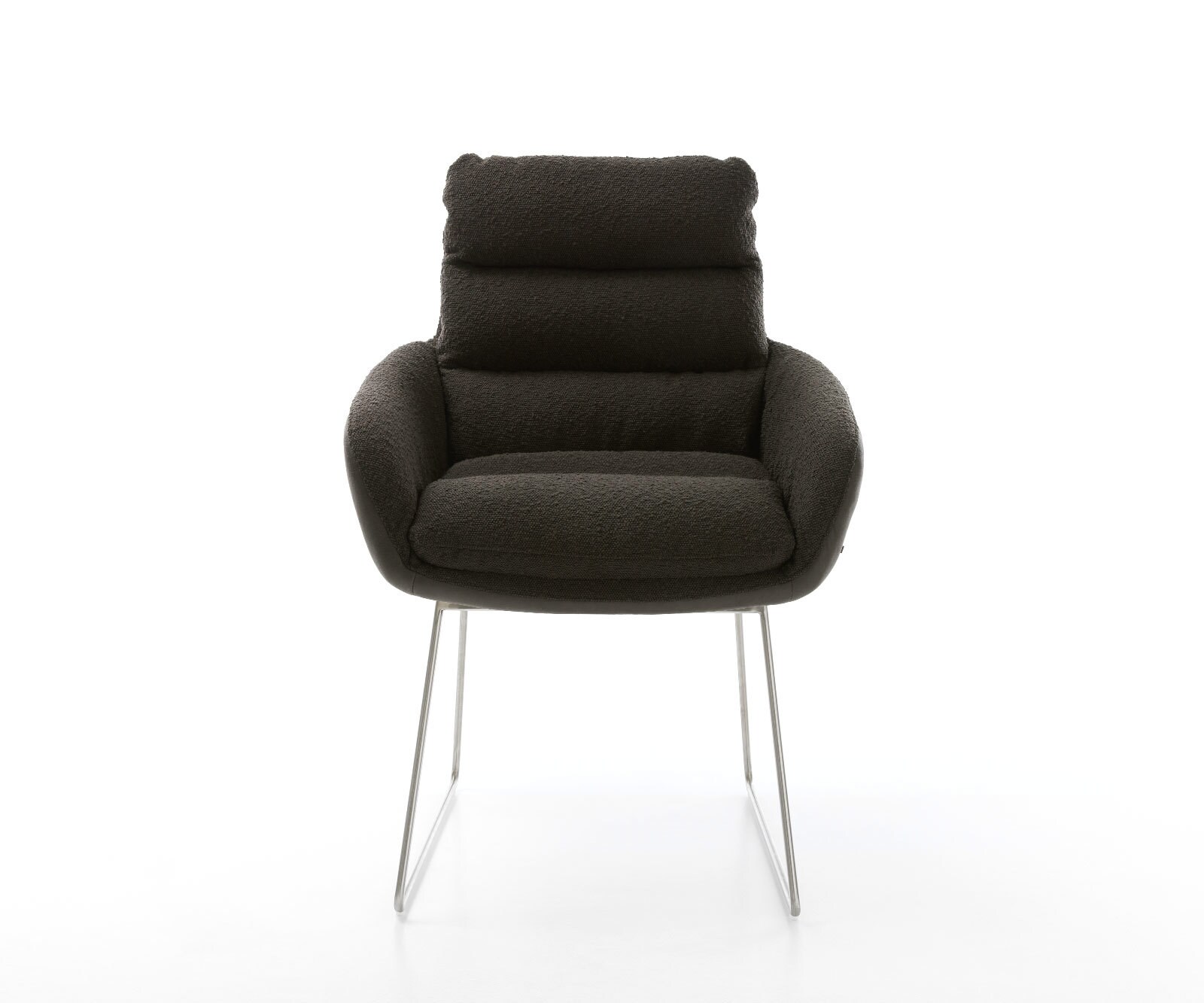 Трапезен стол с подлакътници Комбинация дамаски Черен Извити крака Неръждаема стомана Abelia-Flex 1 Трапезен стол с подлакътници Комбинация дамаски Черен Извити крака Неръждаема стомана Abelia-Flex 1