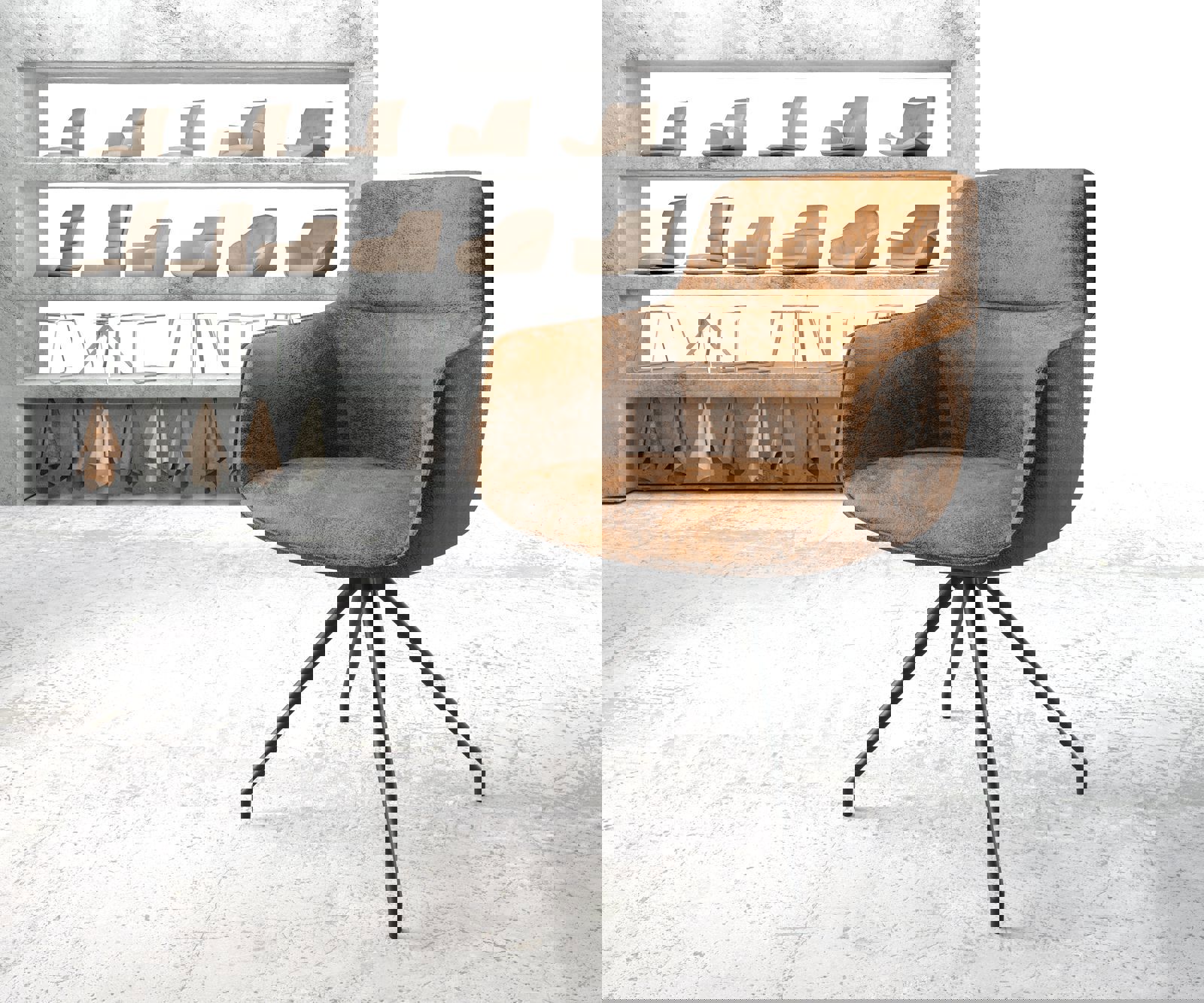 Въртящ се стол Pejo-Flex кафяв антикварна кръстосана рамка конична черна 180° въртене