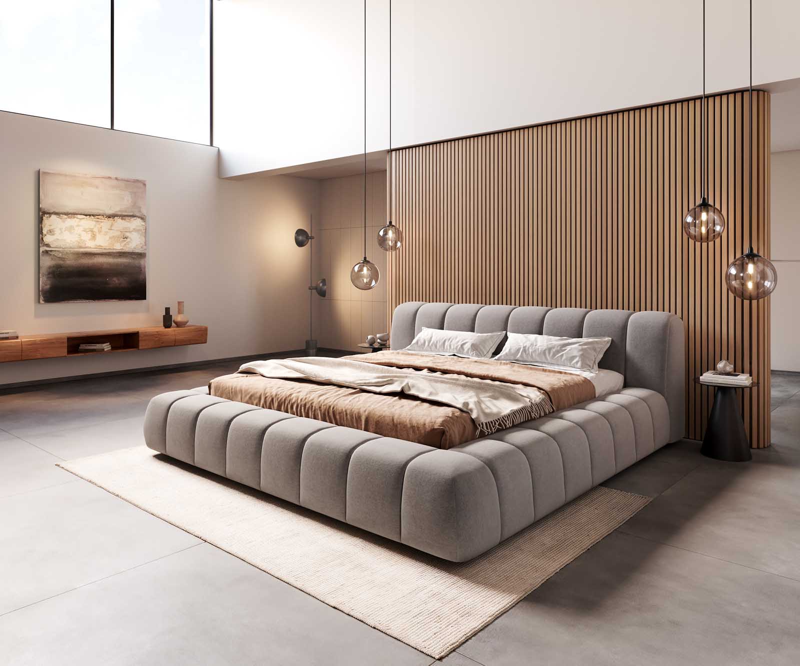 Тапицирано легло Cutio 180x200 cm микрофибър сиво