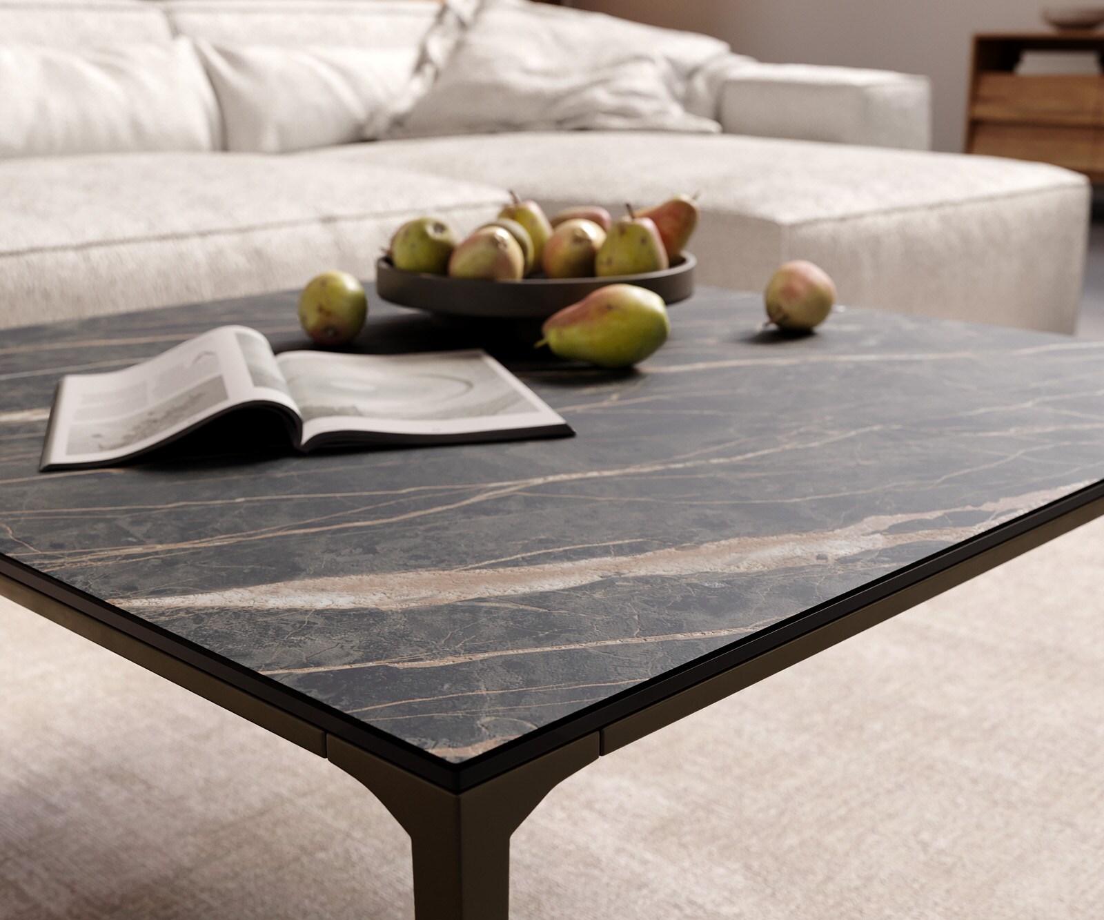 Холна маса 85x85 cm Керамика Laminam®Noir Desir Кафяв Основа Метал Ефектен финиш Titan Levente 5
