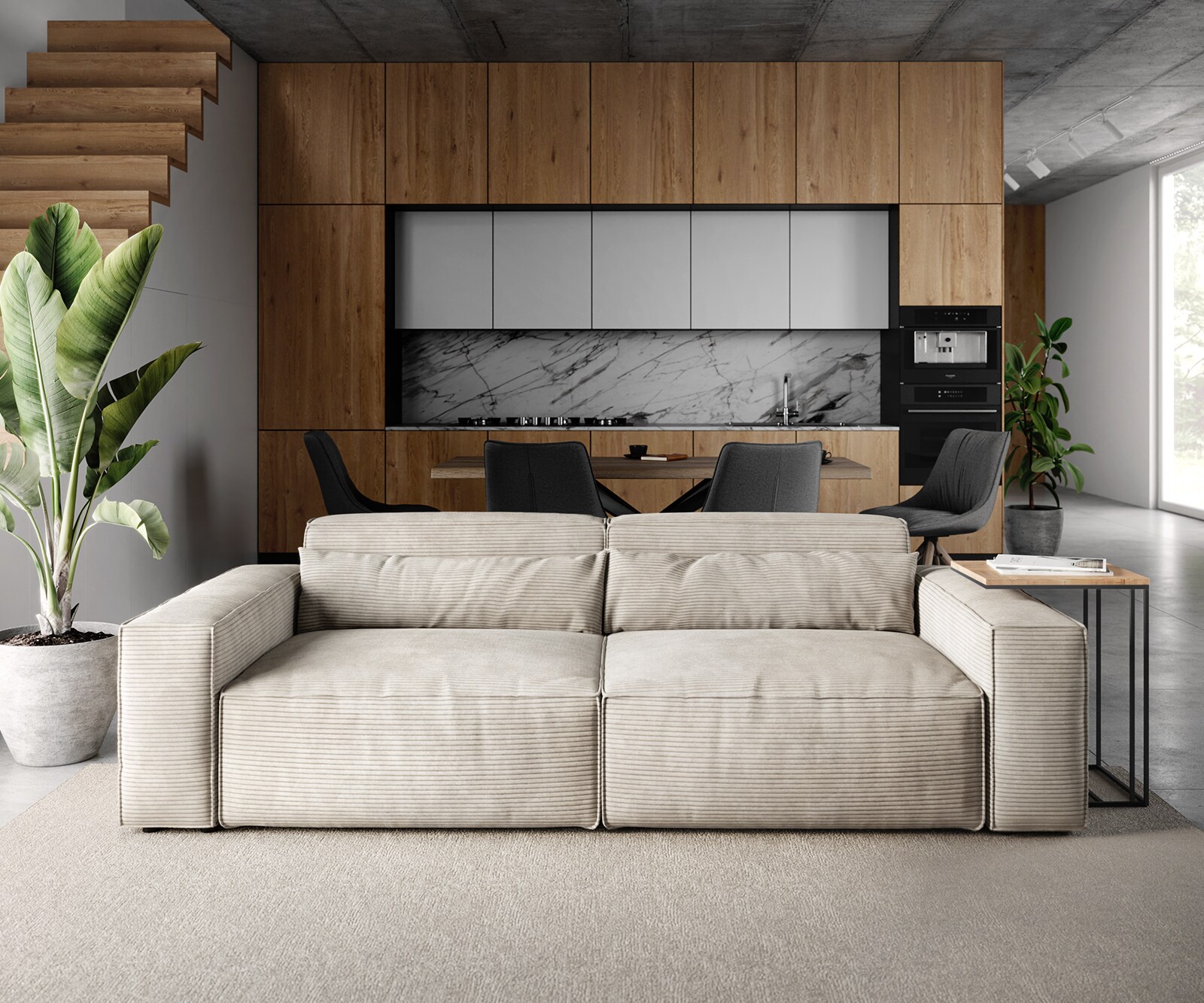 Голям диван L 260x110 cm Корд Бежов Sirpio 2