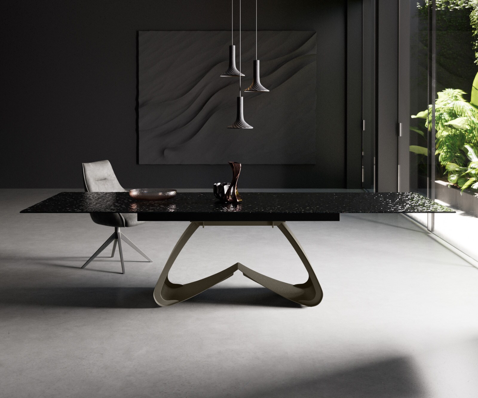 W-рамка с метален ефект с покритие титан за разтегателни маси от 180-300 см 1 W-рамка с метален ефект с покритие титан за разтегателни маси от 180-300 см 1