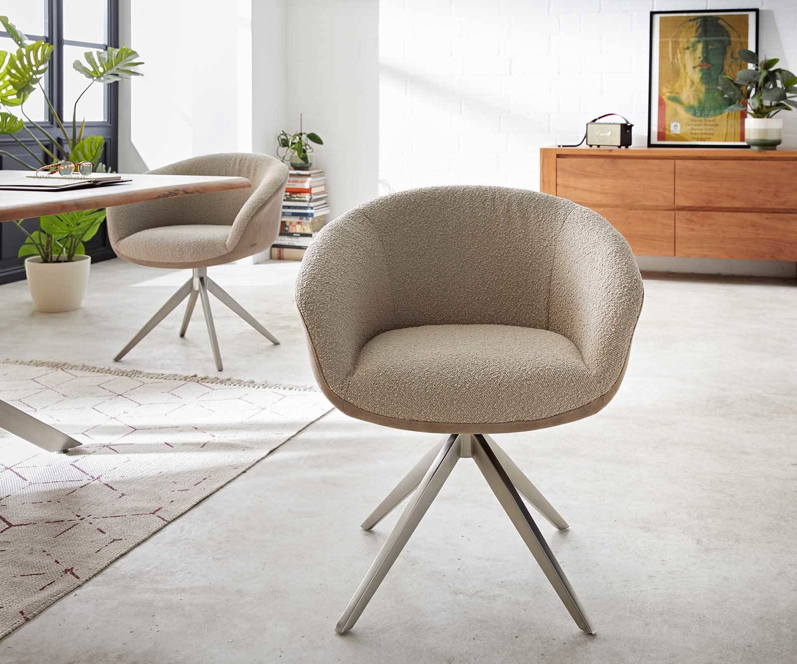 Врътящ се стол с подлакътници Комбинация от дамаски Сиво-Кафяв Конус крак плосък Неръждаема стомана 360° въртящ се Покет пружина Vinka-Flex 1 Врътящ се стол с подлакътници Комбинация от дамаски Сиво-Кафяв Конус крак плосък Неръждаема стомана 360° въртящ се Покет пружина Vinka-Flex 1