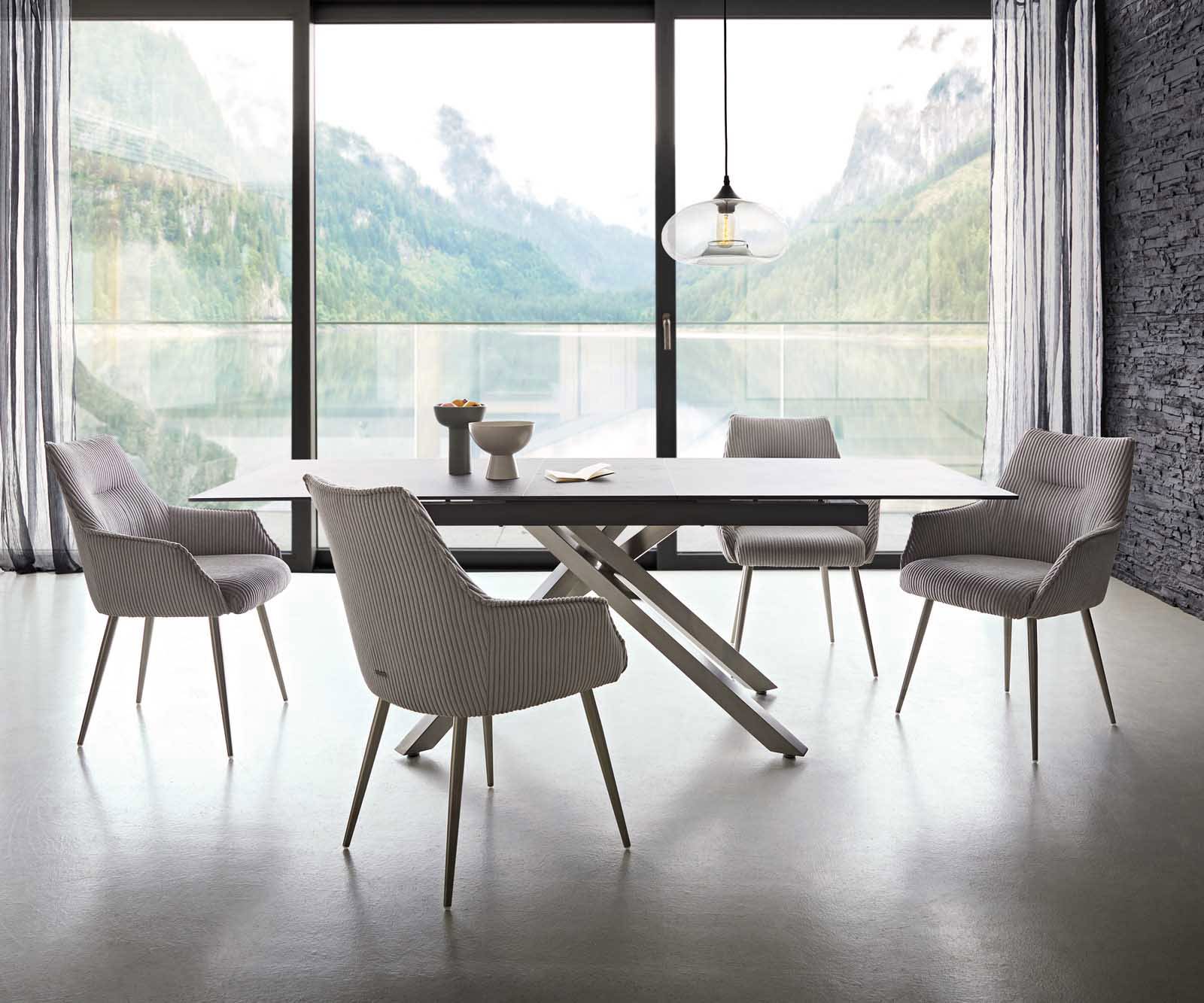 Стол Корд Сребристосив 4-крака Прави Неръждаема стомана Покет пружина Alja-Flex 3 Стол Корд Сребристосив 4-крака Прави Неръждаема стомана Покет пружина Alja-Flex 3