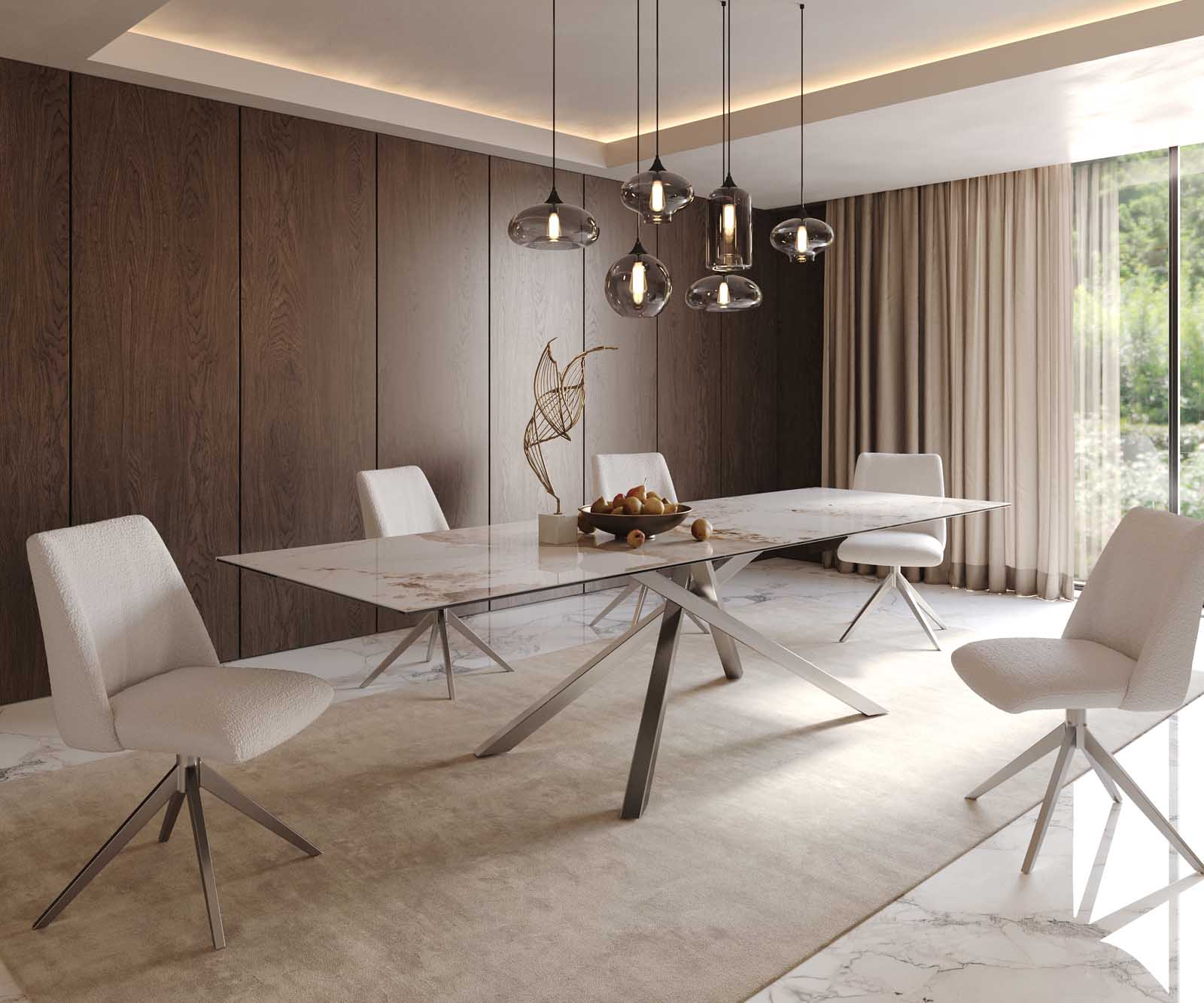 Маса 300x100 Keramik Minas Melange Бял-Бежов КръстРамка Правоъгълник Неръждаема стомана Edge 8