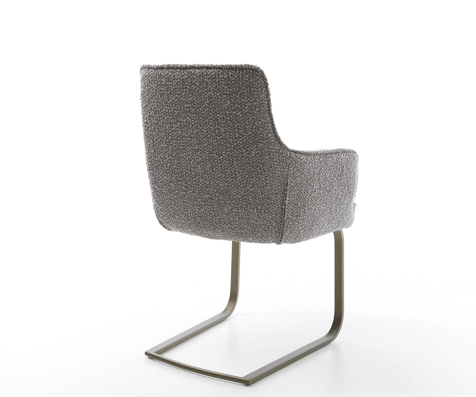 Люлеещ стол с подлакътници Букле Сребристо сив Конзолен крак плосък  Титан Покет пружина Heira-Flex 5