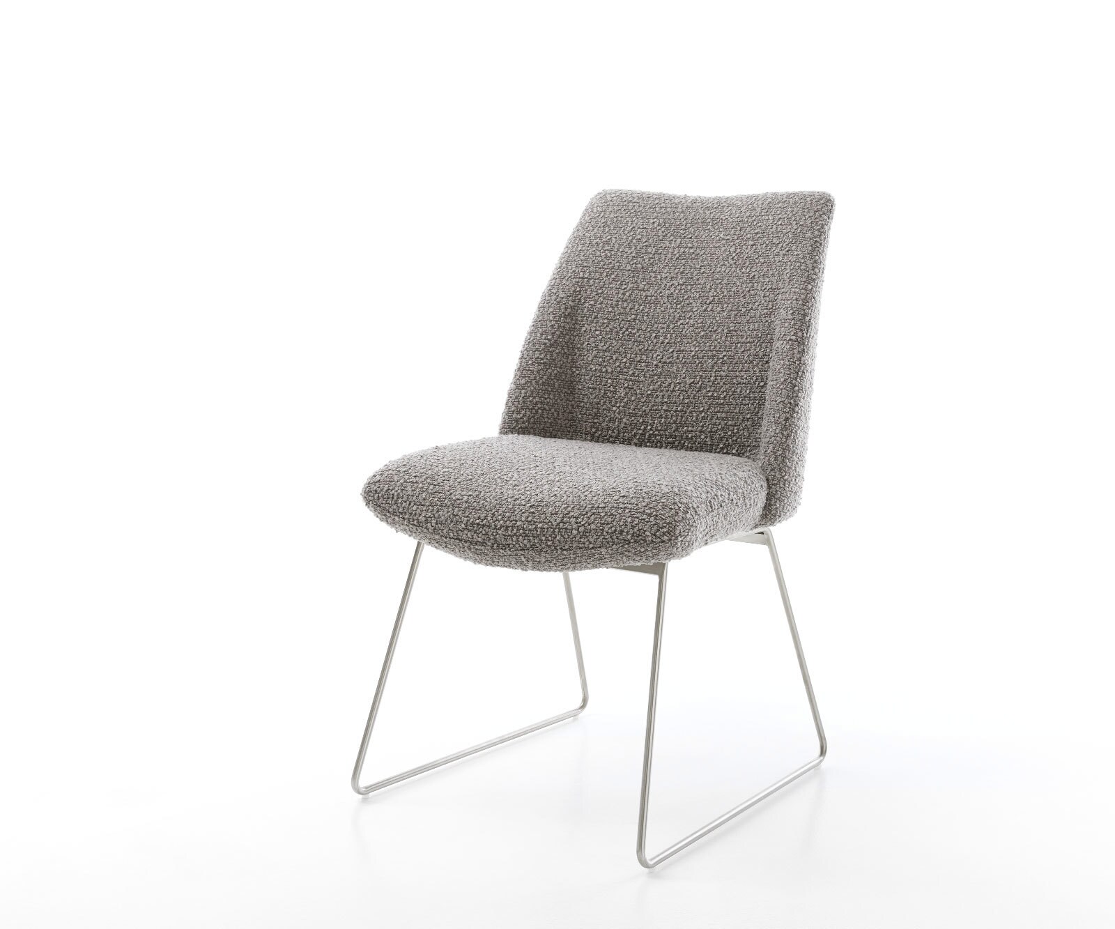 Трапезен стол Букле СребристСив Извити крака Неръждаема стомана Покет пружина Elso-Flex