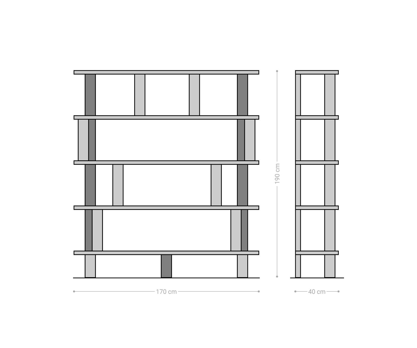 Стоящ рафт Accra 170x190 cm естествена акация 8 отделения 9
