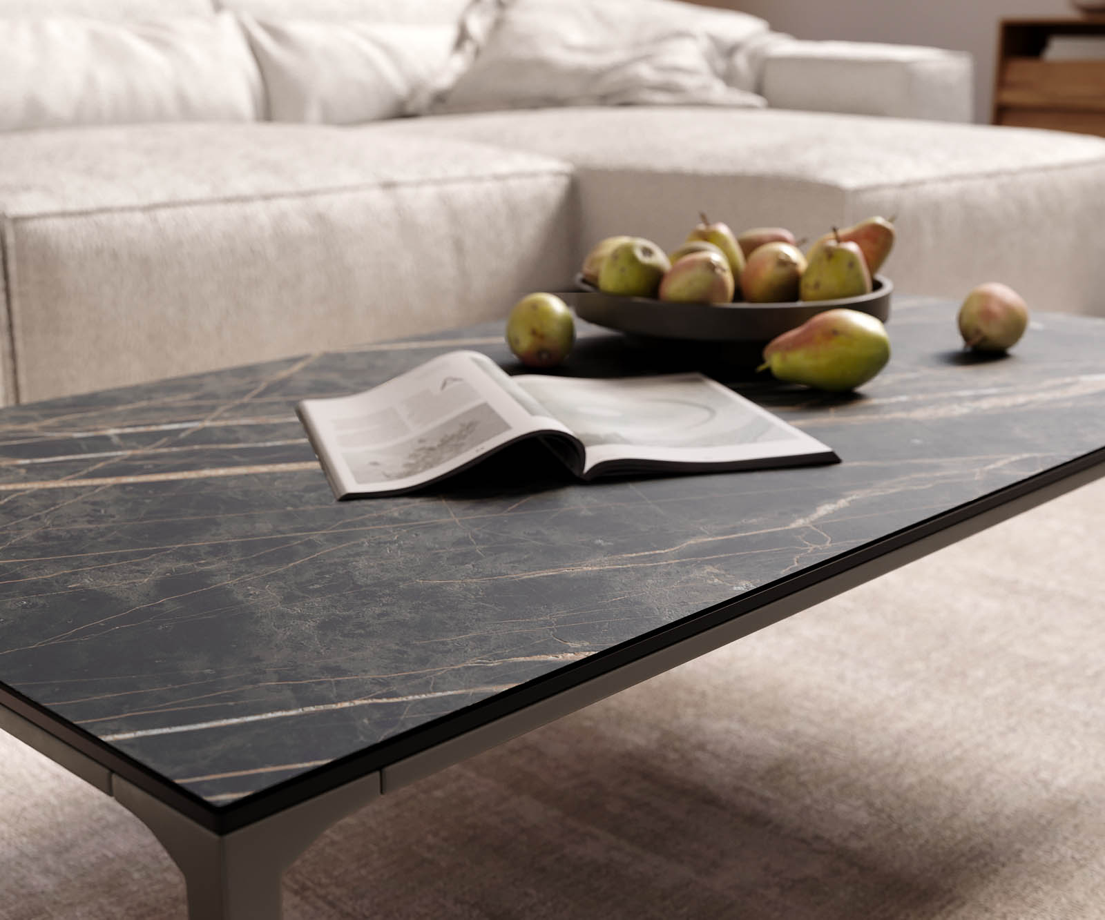 Холна маса 110x60 cm Керамика Laminam®Noir Desir Кафяв Основа Метал Ефектен финиш Titan Levente 5