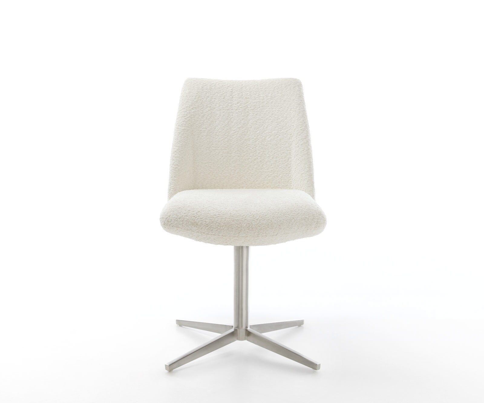 Врътящ се стол Букле Бял Офис основа Неръждаема стомана 360° въртящ се Покет пружина Elso-Flex 2