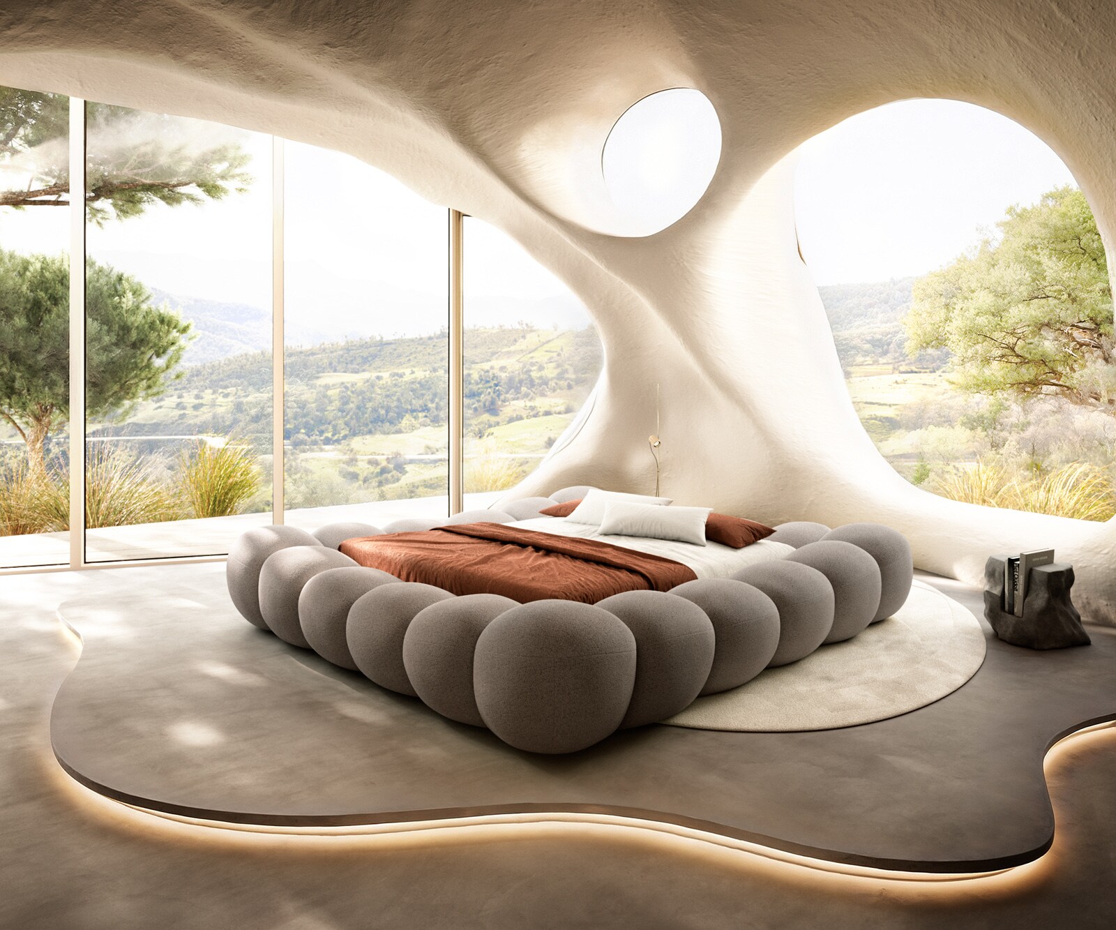 Тапицирана рамка за легло Perlla 180x200 cm текстурирана тъкан Soft Taupe