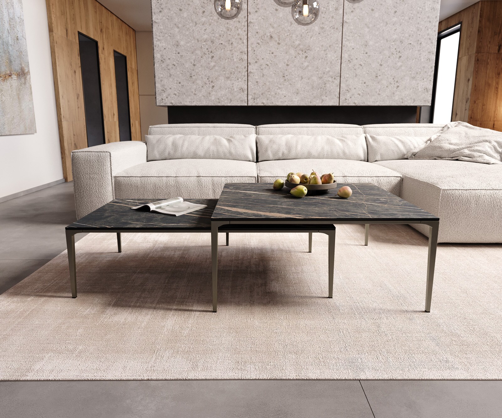 Холна маса 85x85 cm Керамика Laminam®Noir Desir Кафяв Основа Метал Ефектен финиш Titan Levente 6