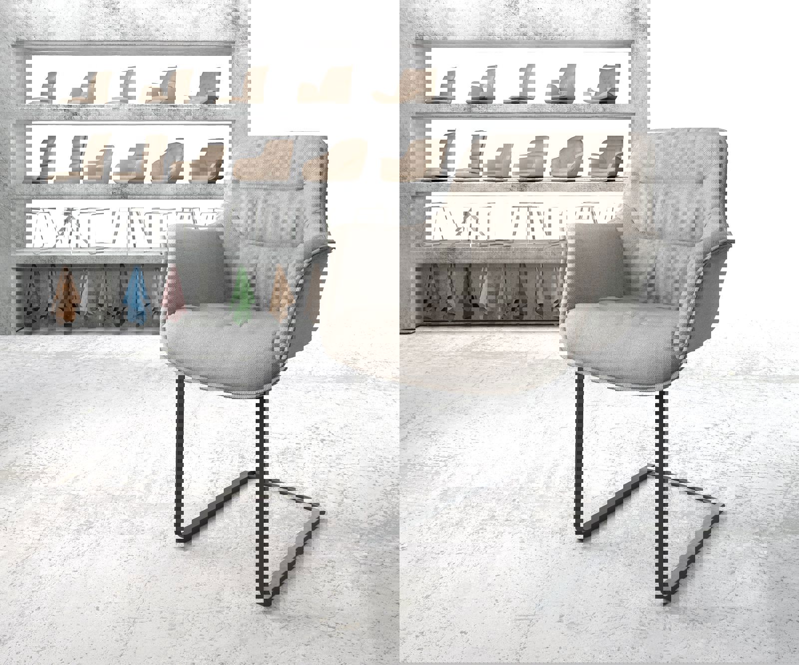 Люлеещ стол Ивици СветлоСив Конзолен крак плосък Черен Kaira-Flex 1