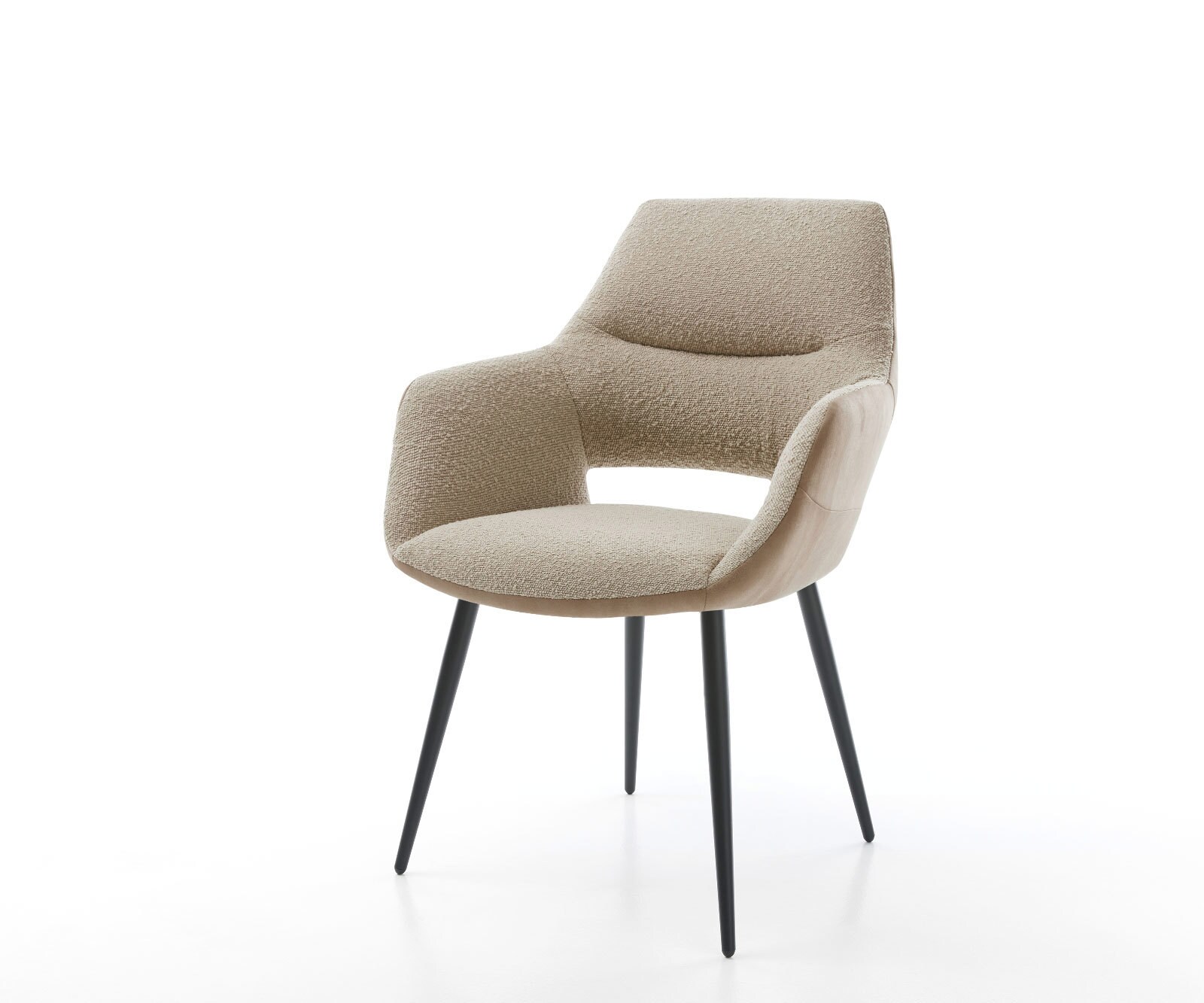 Трапезен стол Yago-Flex  с подлакътници материал микс кал 4-крак коничен черен 1