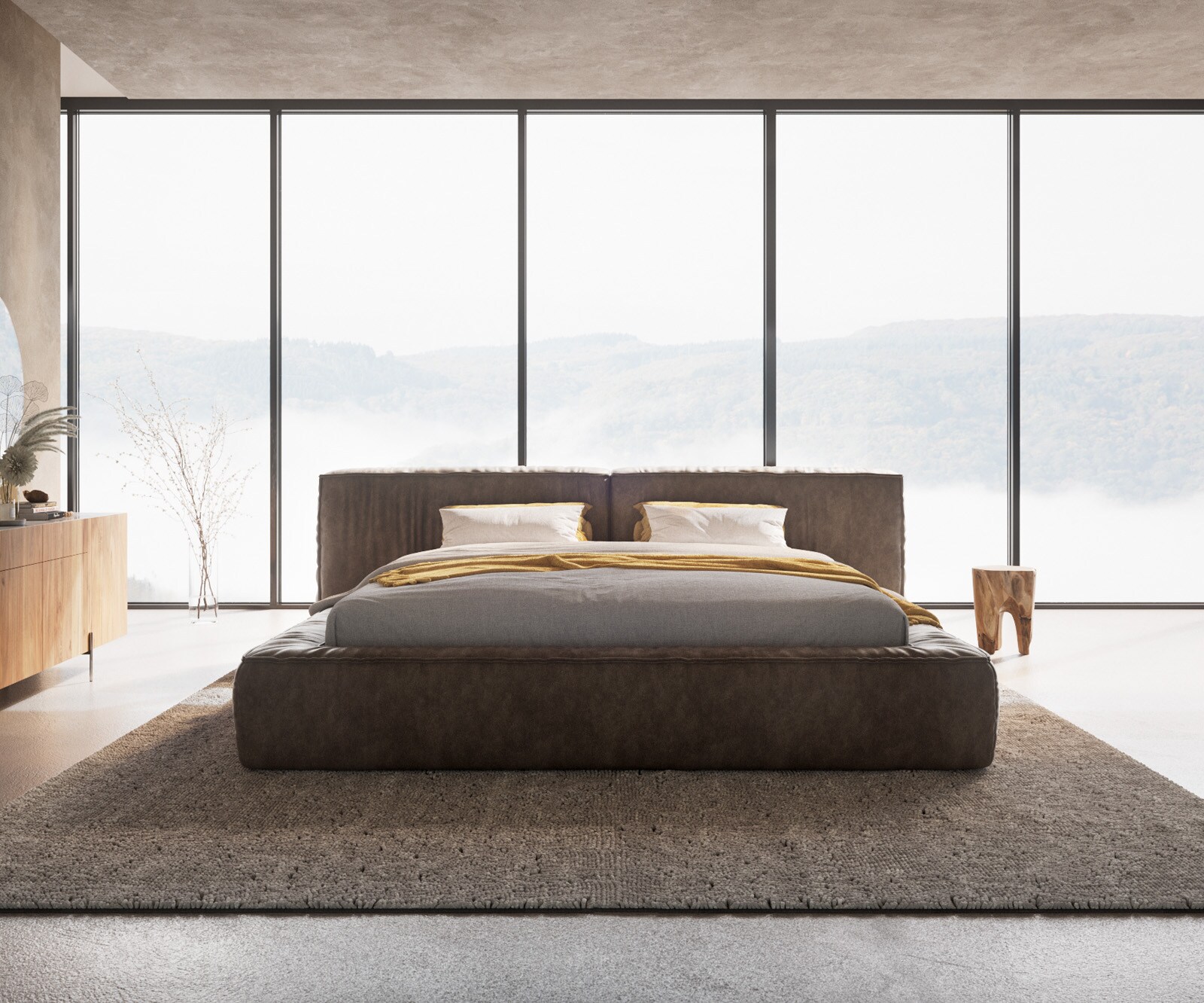 Тапицирано легло Coperti 180x200 cm от микрофибър сив реколта 3