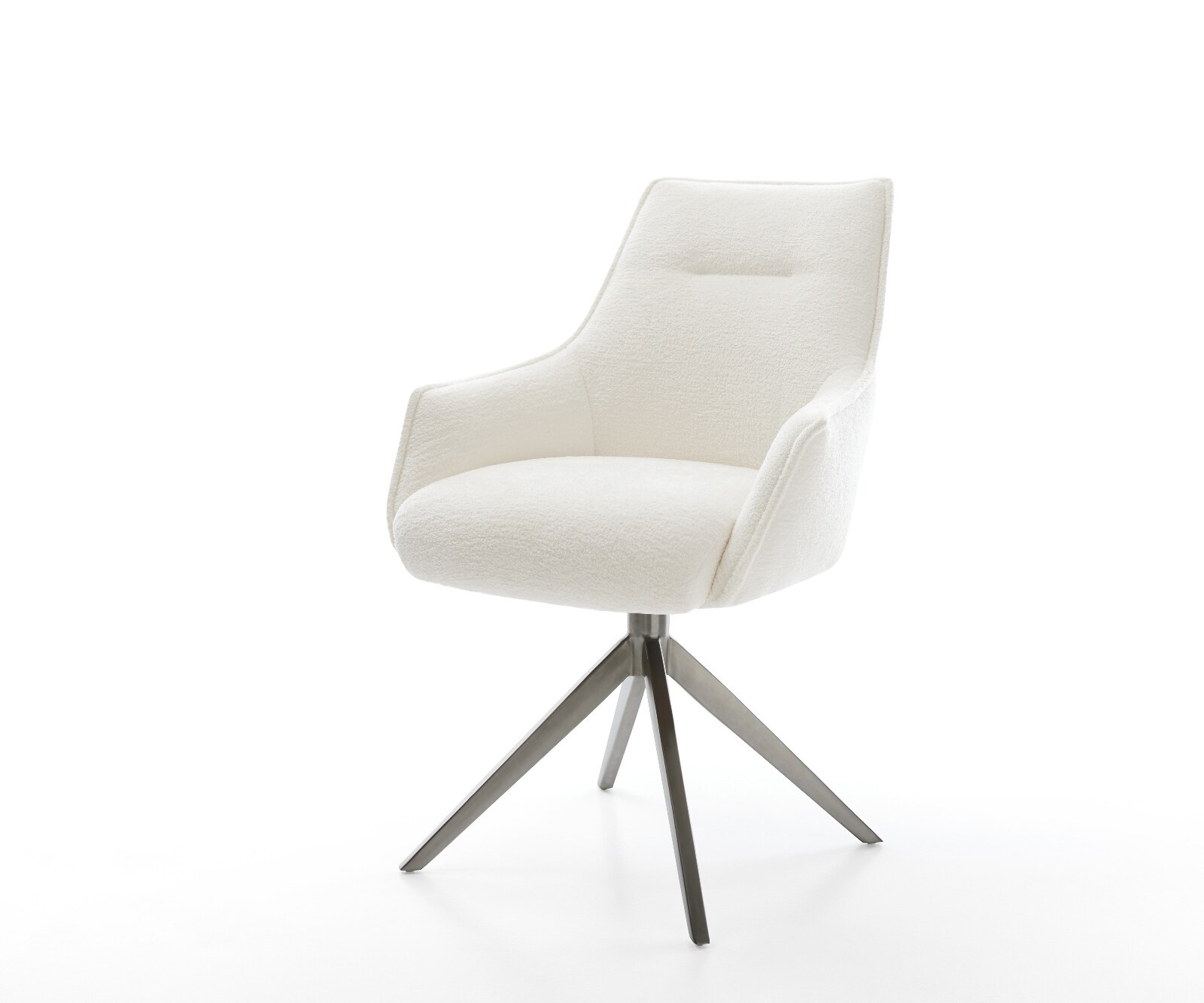 Въртящ се стол Alja-Flex с подлакътници Bouclé Soft Beige Кръстосана рамка широка Графит Въртене на 360° Люлееща се функция Ядро от джобни пружини