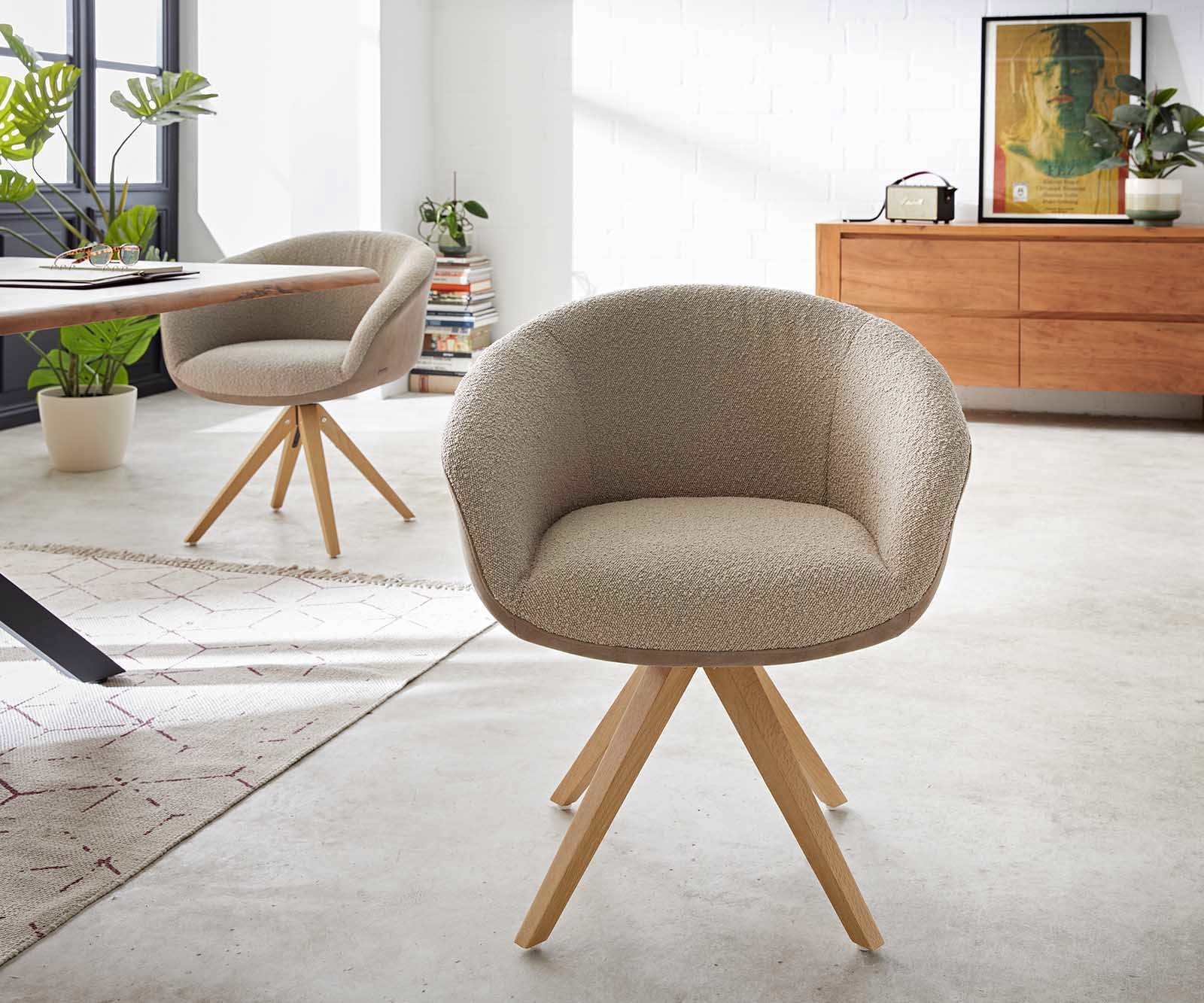 Врътящ се стол с подлакътници Комбинация от дамаски Сиво-Кафяв Дървена рамка  Натурал 180° въртящ се Покет пружина Vinka-Flex 1 Врътящ се стол с подлакътници Комбинация от дамаски Сиво-Кафяв Дървена рамка  Натурал 180° въртящ се Покет пружина Vinka-Flex 1