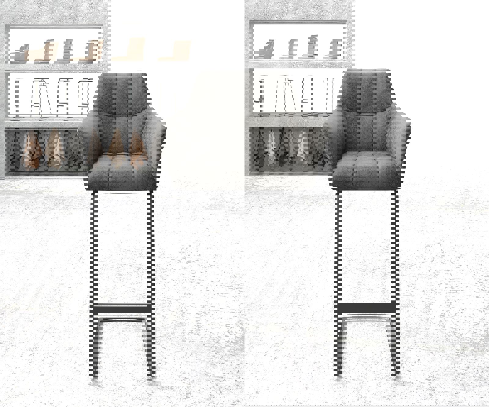 Бар стол Винтидж Сив Конзолен крак плосък Метал Yulo-Flex 1 Бар стол Винтидж Сив Конзолен крак плосък Метал Yulo-Flex 1