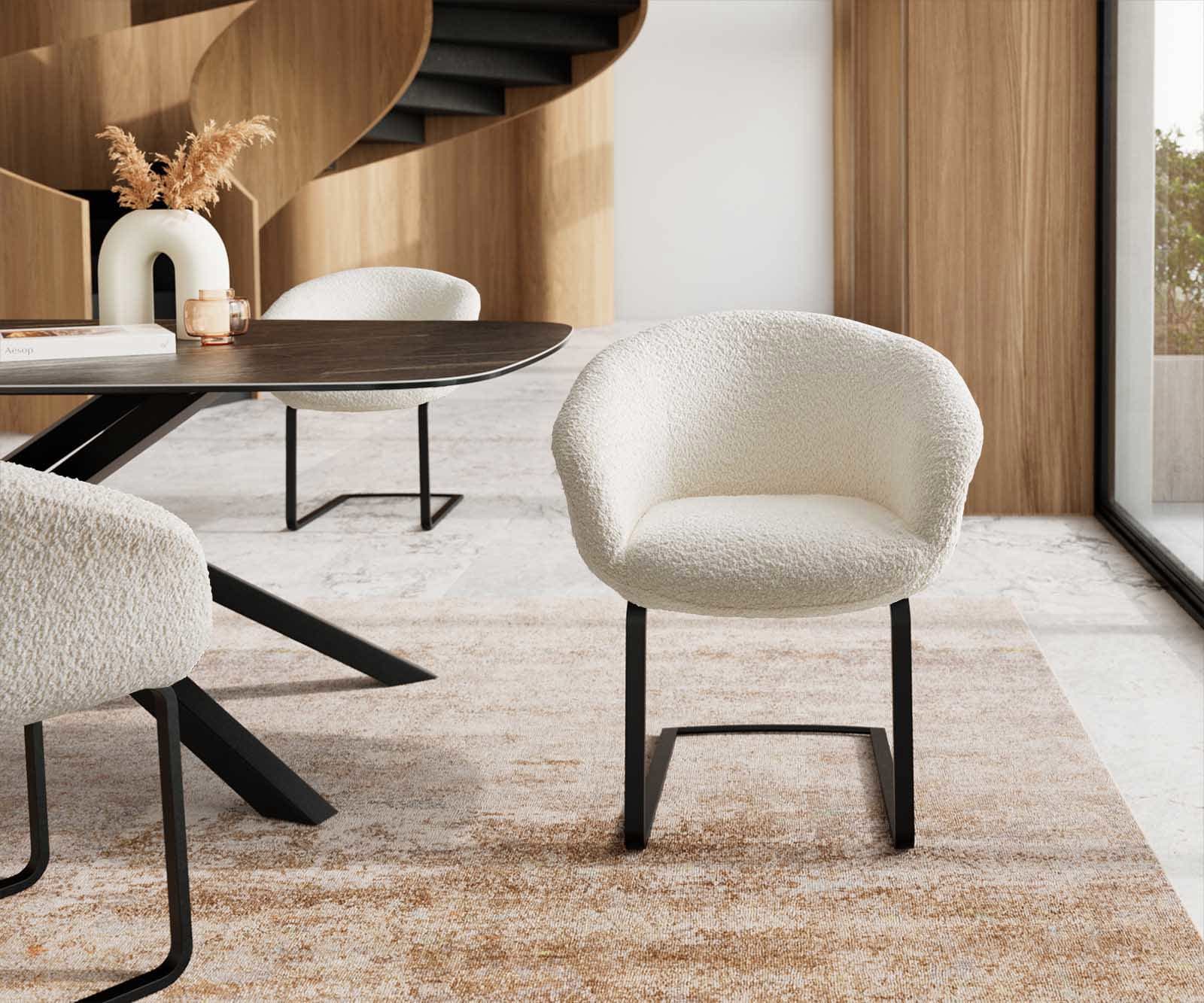 Люлеещ стол с подлакътници Букле Бял Конзолен крак плосък Черен Покет пружина Vinka-Flex 1 Люлеещ стол с подлакътници Букле Бял Конзолен крак плосък Черен Покет пружина Vinka-Flex 1