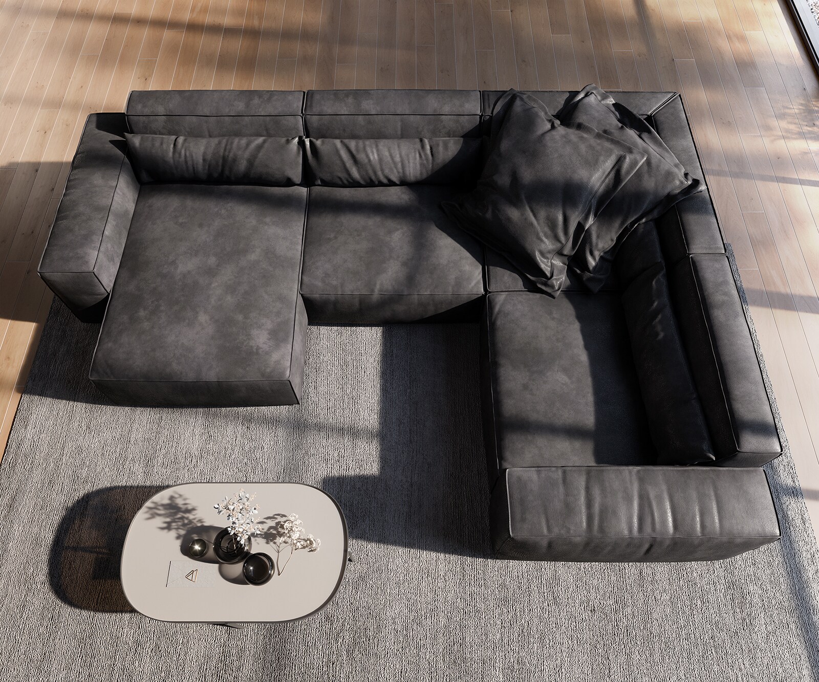  L 330x230 cm Имитация на кожа Винтидж Антрацит Лежанка вариации Sirpio 4