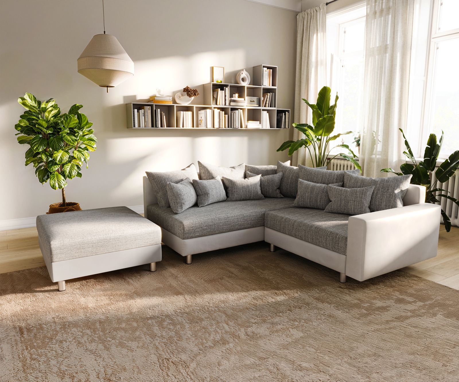 Ъглов диван Кафяв античен вид модулна лежанка дясна Clovis 1