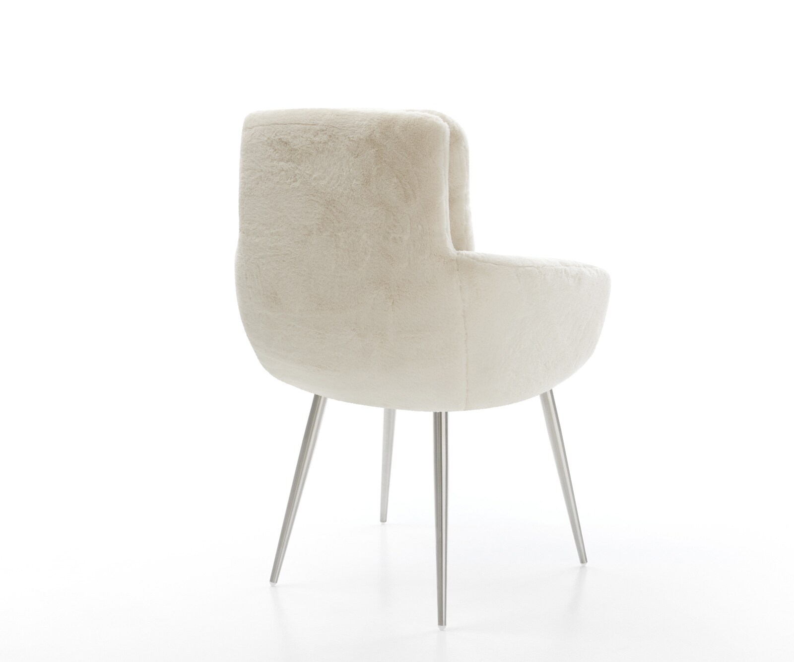 Трапезен стол Abelia-Flex с подлакътници плюшен кремаво-бял 4-футов конусен от неръждаема стомана 5