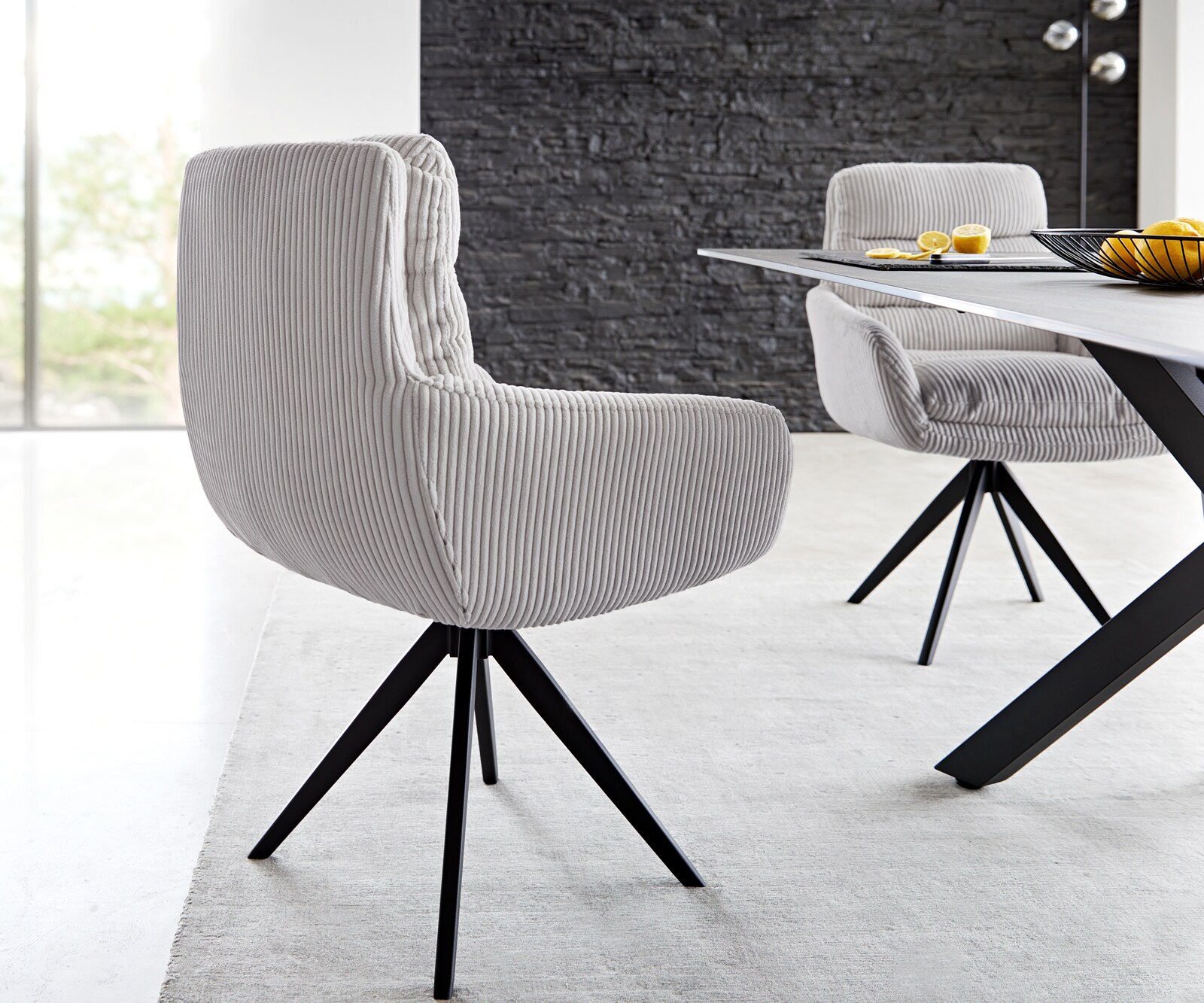 Врътящ се стол с подлакътници Корд СребристСив Конус крак  Черен 180° въртящ се Abelia-Flex 4 Врътящ се стол с подлакътници Корд СребристСив Конус крак  Черен 180° въртящ се Abelia-Flex 4