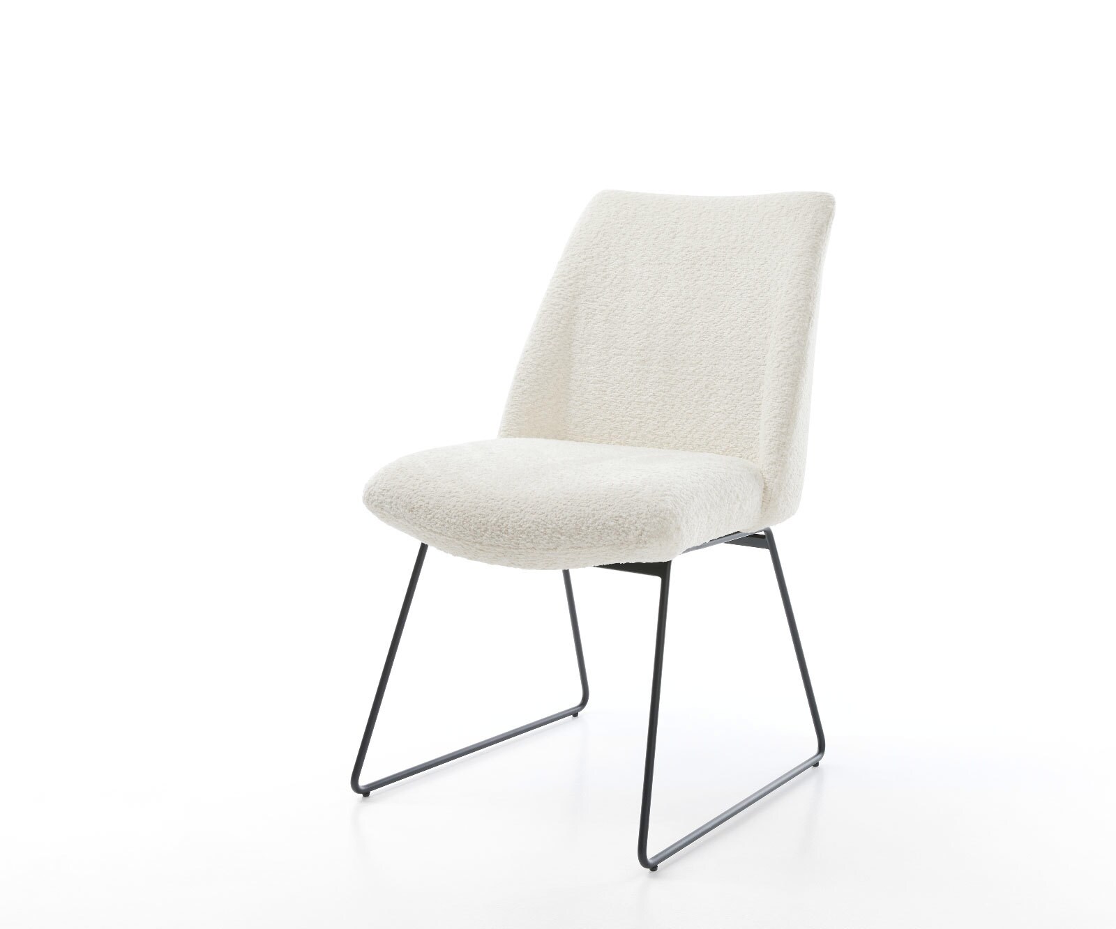 Трапезен стол Букле Бял Извити крака Черен Покет пружина Elso-Flex 1