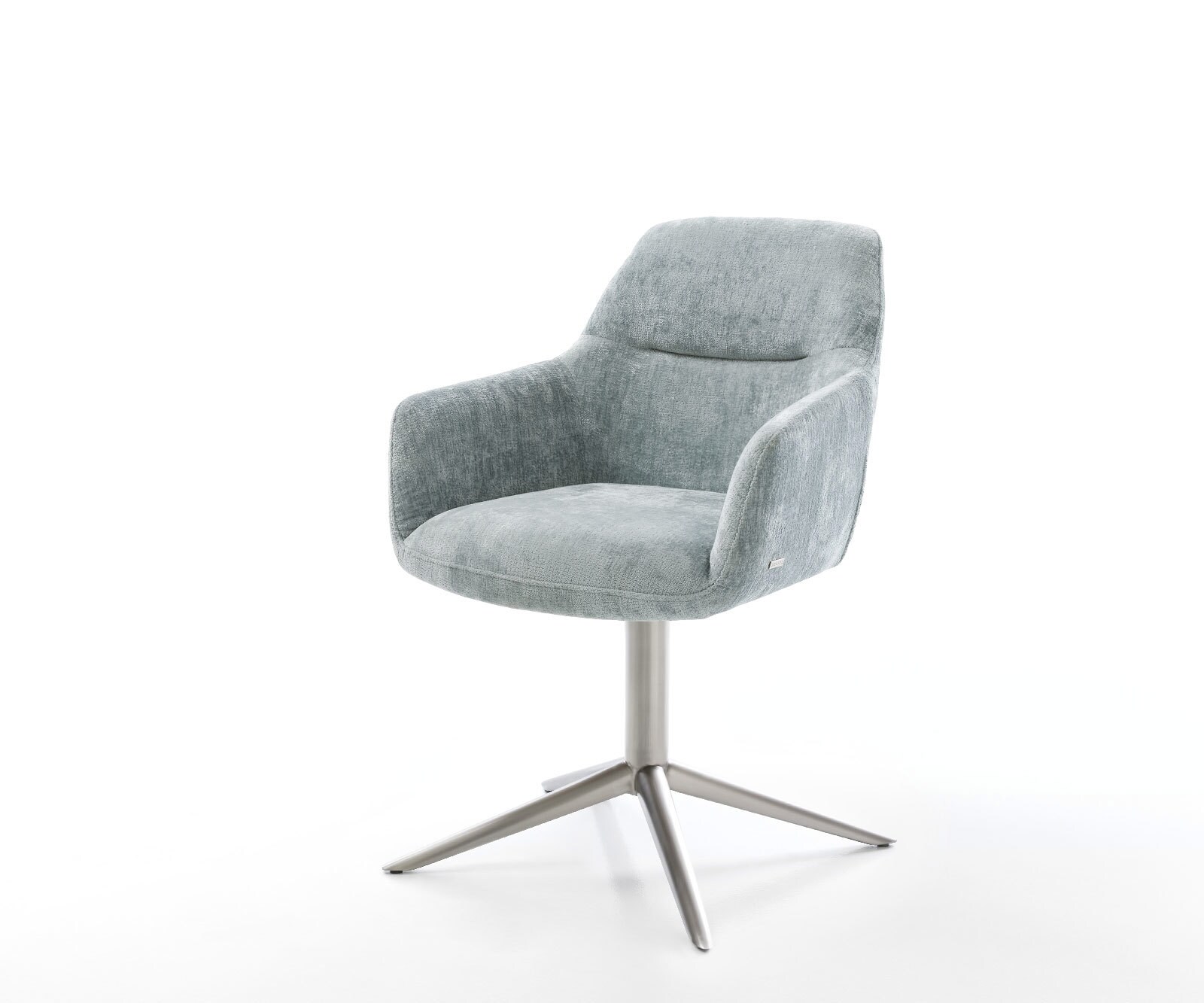 Въртящ се стол Pejo-Flex шенил пастелно синьо Основа от неръждаема стомана Въртене на 360° Люлееща се функция Ядро от джобни пружини