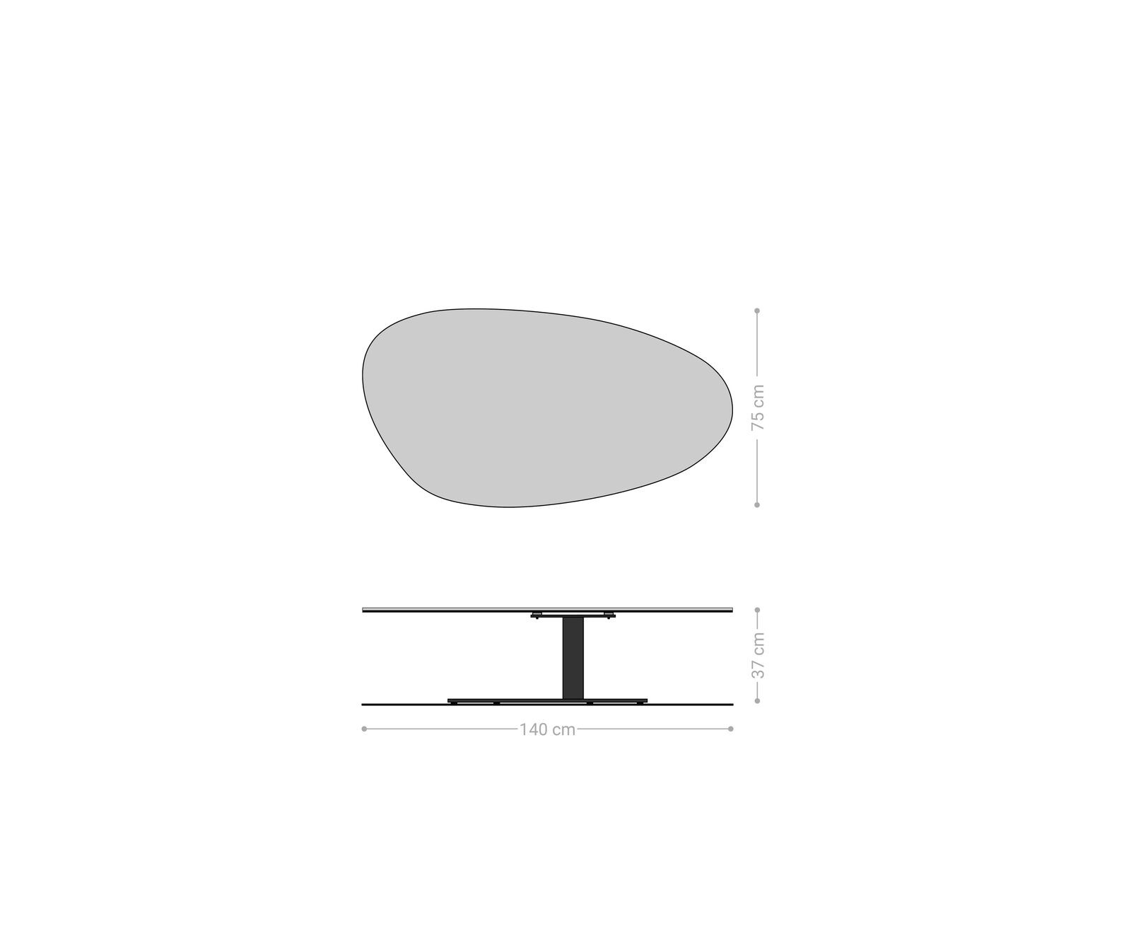Масичка за кафе Edge Oval 140x75 cm естествен дъб кръгъл ръб Vibany метал черен 5