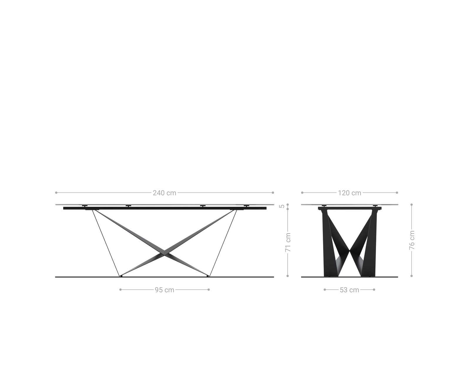 Маса Boot 240x120 РелефноСтъкло ОпушеноЧерен 3D-Design Spider плоска стомана Черен Edge 10