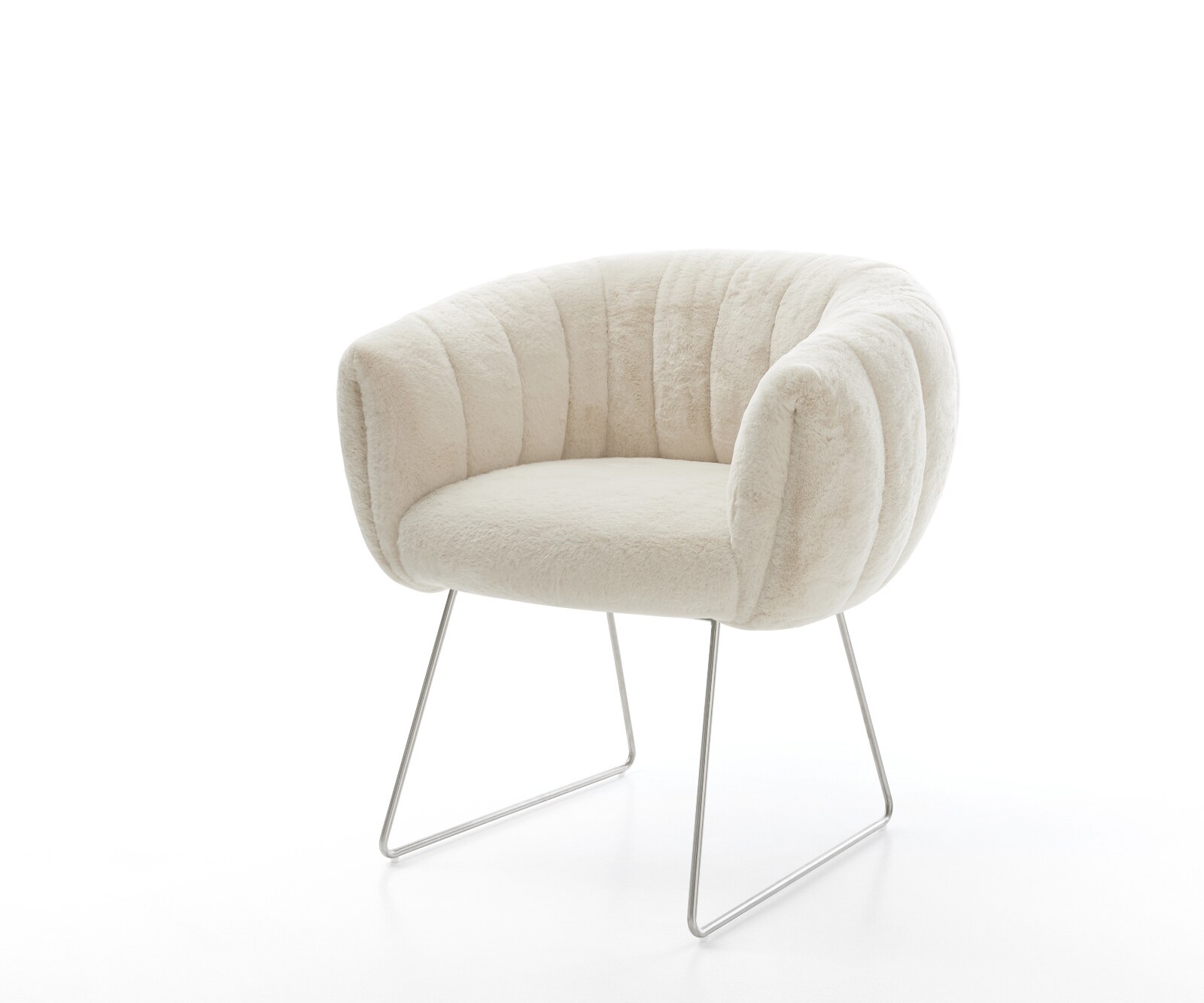 Трапезен стол Jada-Flex плюшена кремаво-бяла основа от неръждаема стомана с джобни пружини