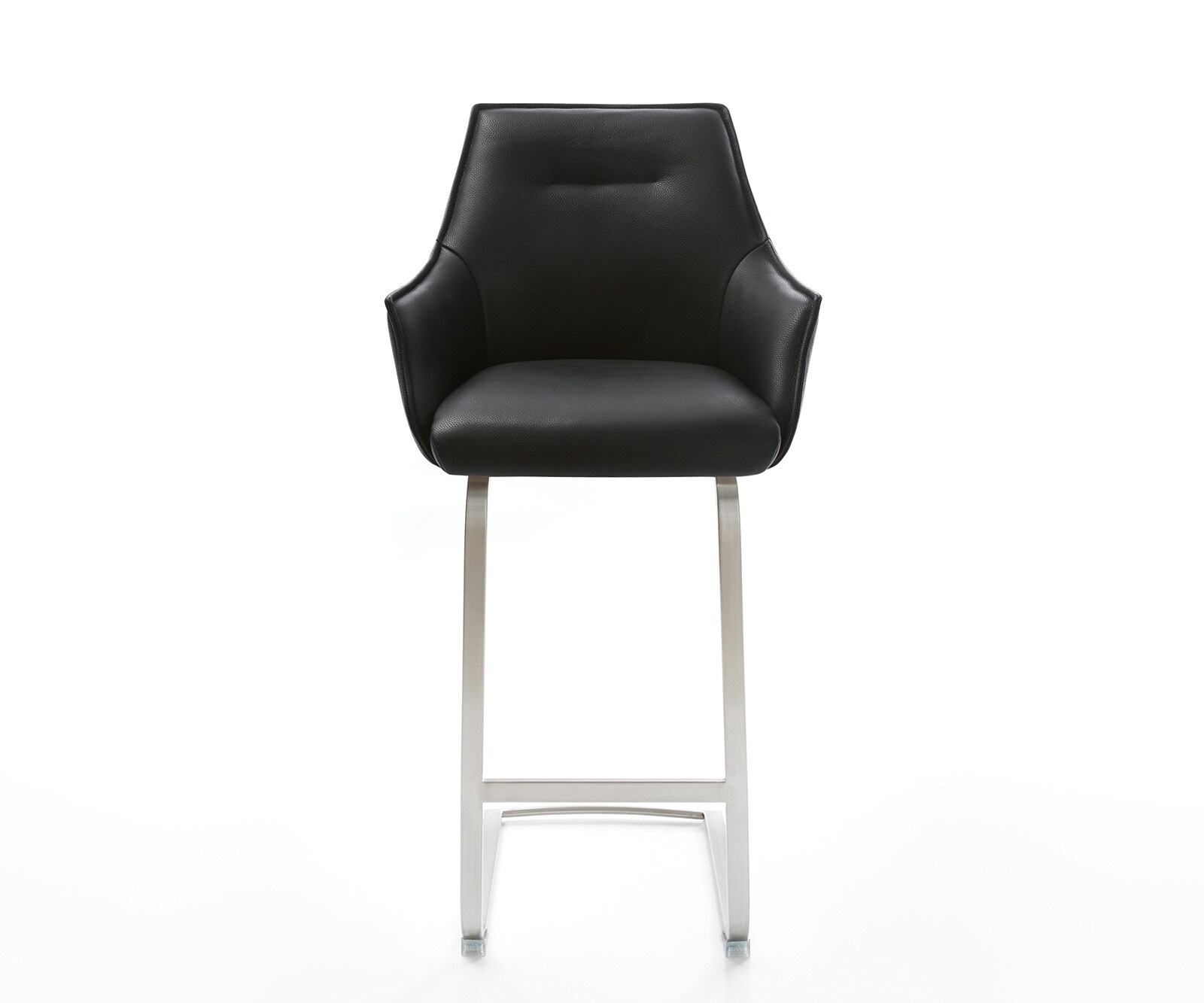 Бар стол Естествена кожа Черни Конзолен крак Плосък Неръждаема стомана Покет пружина Alja-Flex 1