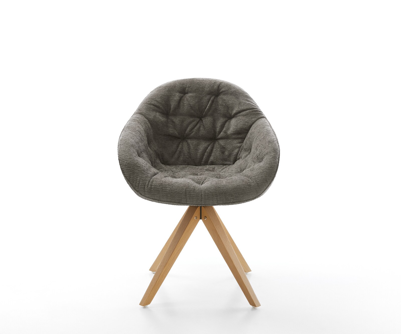 Въртящ се стол Gaio-Flex Bouclé Soft, цвят „кал“, дървена рамка с остри ръбове, естествен цвят, завъртащ се на 180° 2