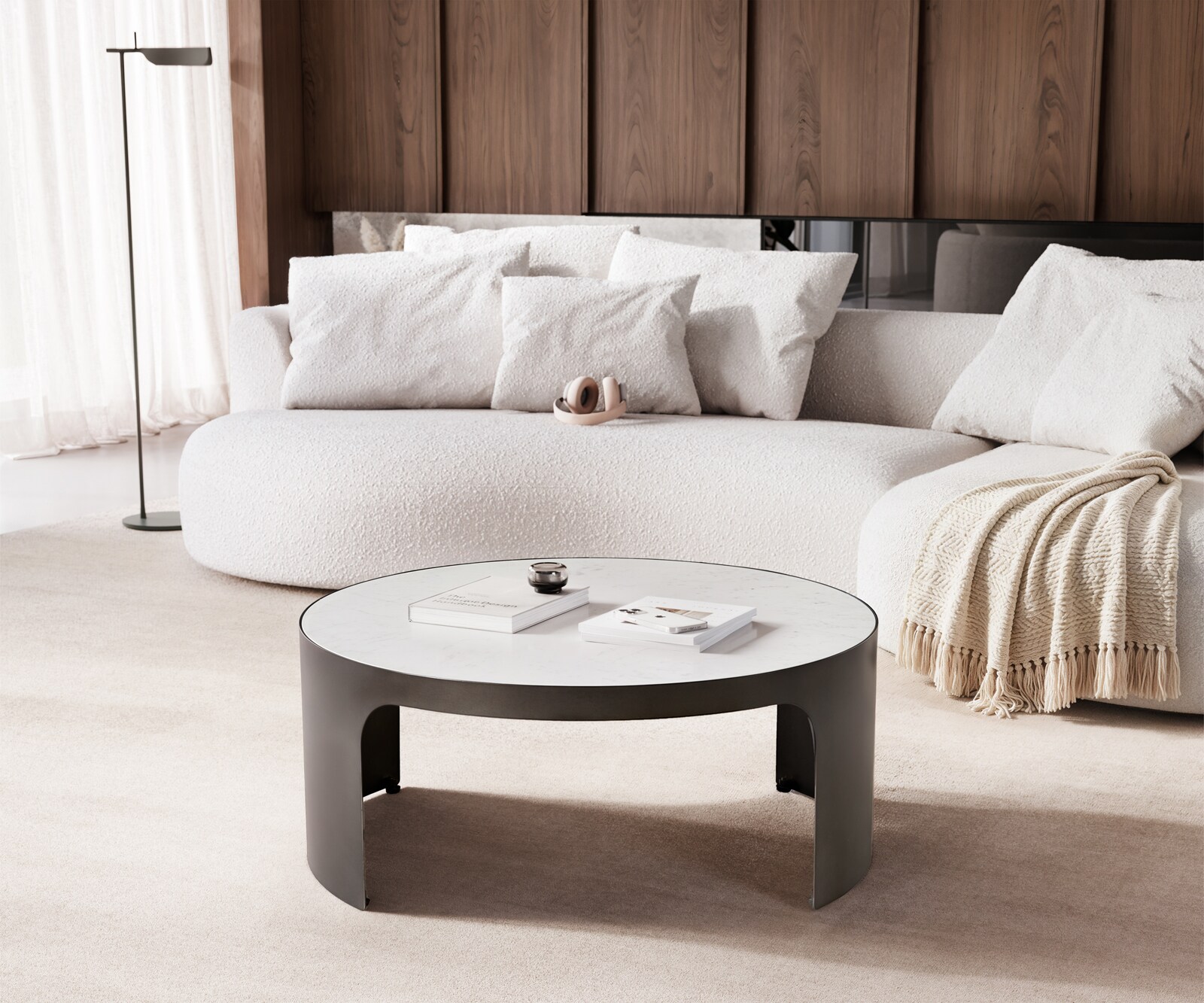 Масичка за кафе Alerio 90x90 cm Мрамор Бял Метал Черен Антик 4