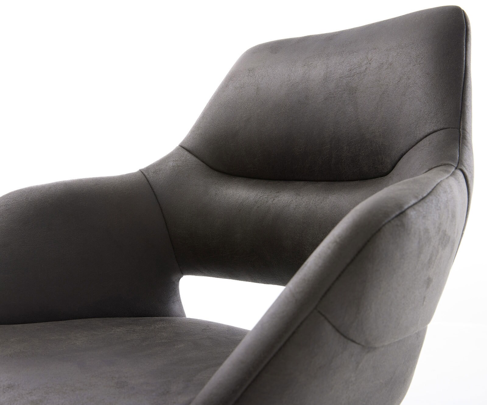 Въртящ се стол Yago-Flex с подлакътници Микрофибър антрацит винтидж Кръстосана рамка широка Неръждаема стомана Въртене на 360° Люлееща се функция Ядро от джобни пружини 3