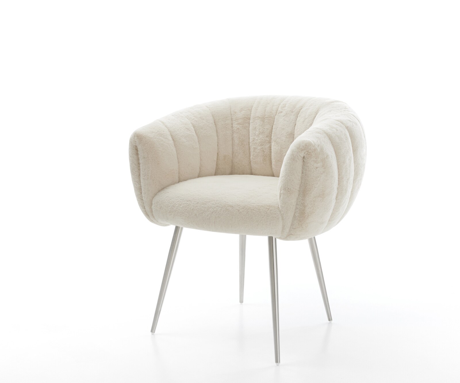 Трапезен стол Jada-Flex плюшен кремаво-бял четирикрак конусовиден с джобни пружини от неръждаема стомана 1