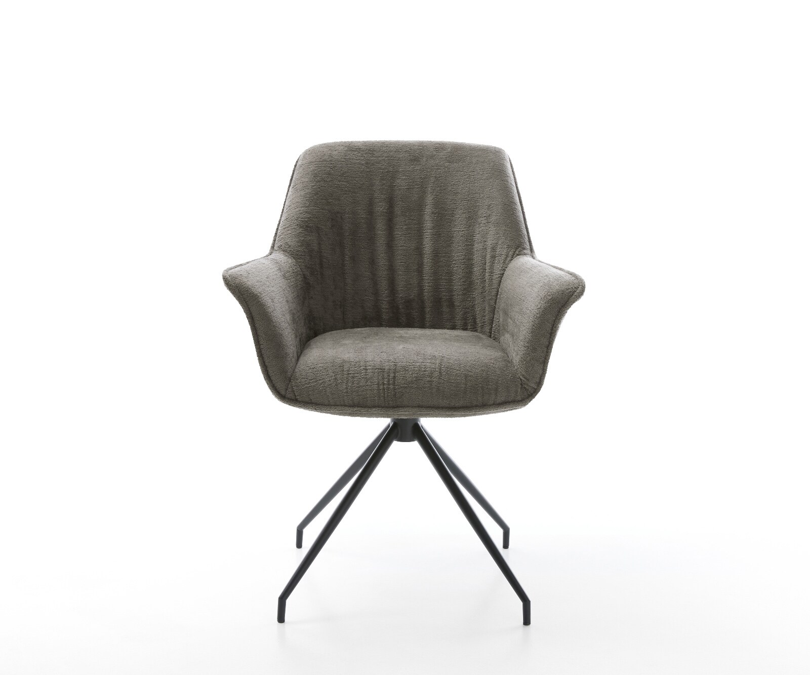 Трапезен стол Keila-Flex с подлакътници Bouclé Soft Mud Кръстосана рамка конична черна 2