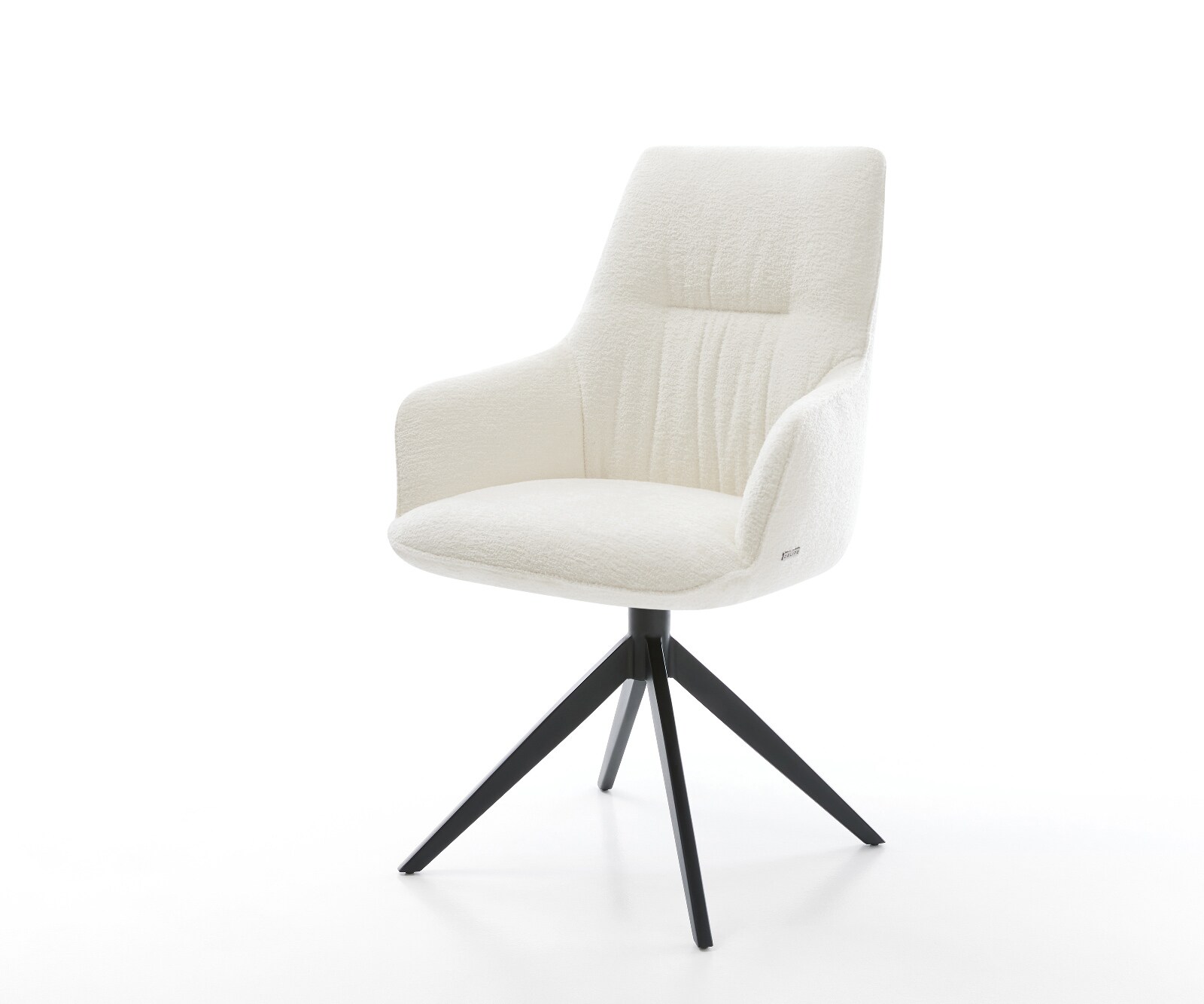 Въртящ се стол Zelia-Flex с подлакътници Bouclé Soft Beige Кръстосана основа широка Черно Въртене на 360° Люлееща се функция Ядро от джобни пружини 1