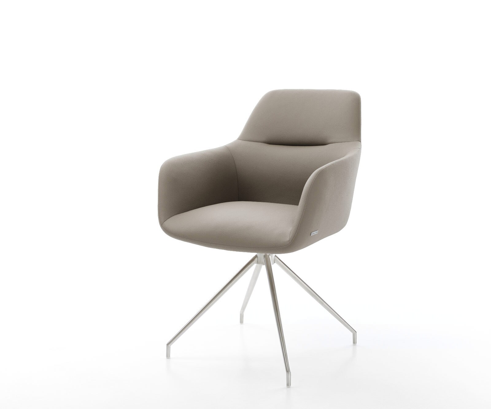 Врътящ се стол Естествена кожа Сиво-Кафяв Конус крак кръгъл Неръждаема стомана 180° въртящ се Pejo-Flex 1