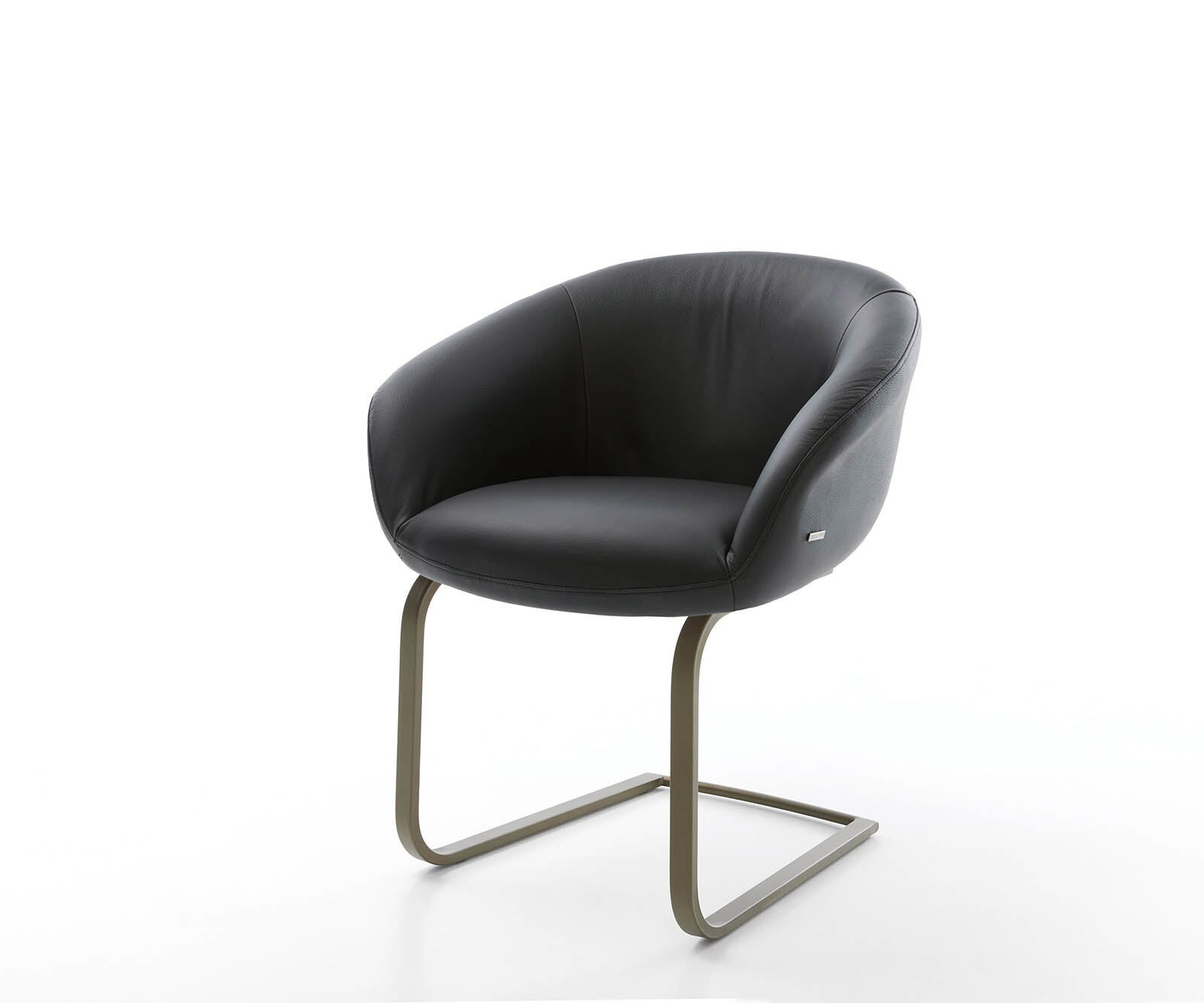 Люлеещ стол с подлакътници Естествена кожа Черен Конзолен крак плосък  Титан Покет пружина Vinka-Flex 1